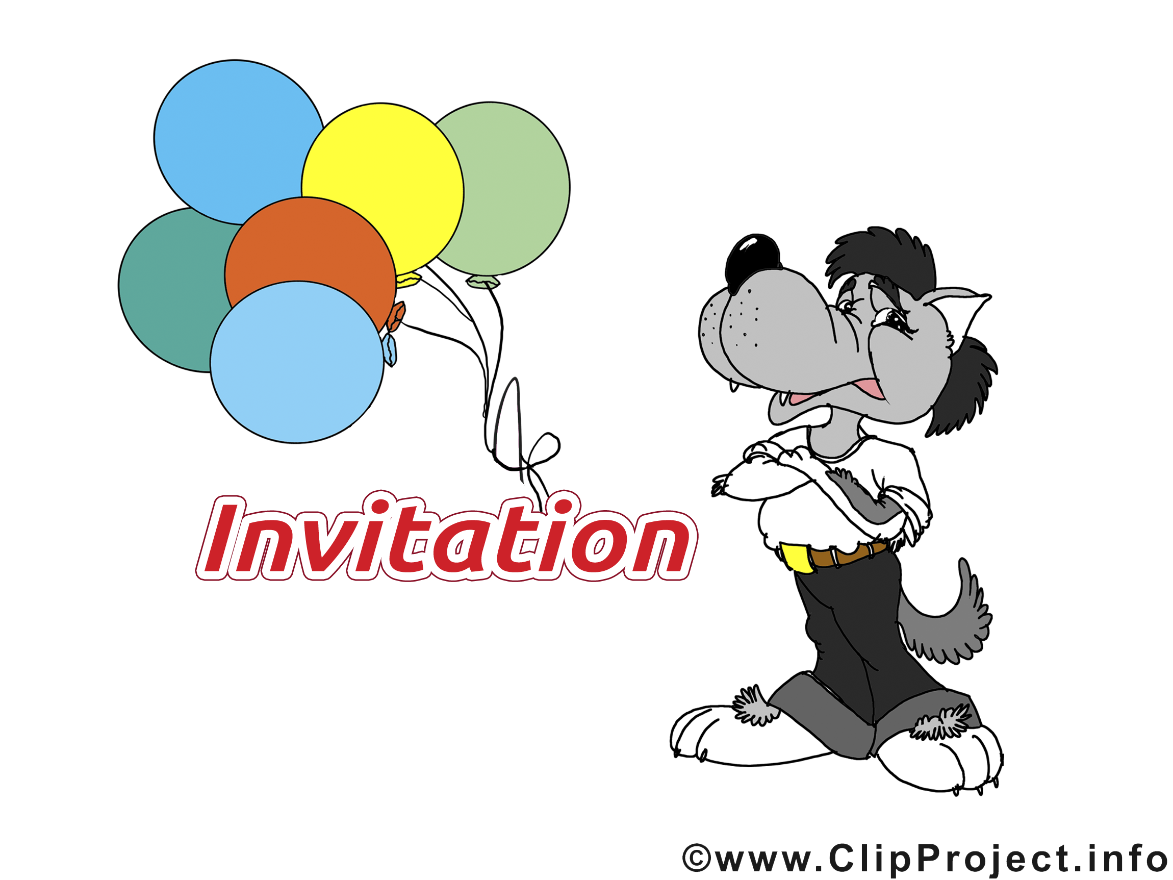 Loup dessin - Invitation cliparts à télécharger