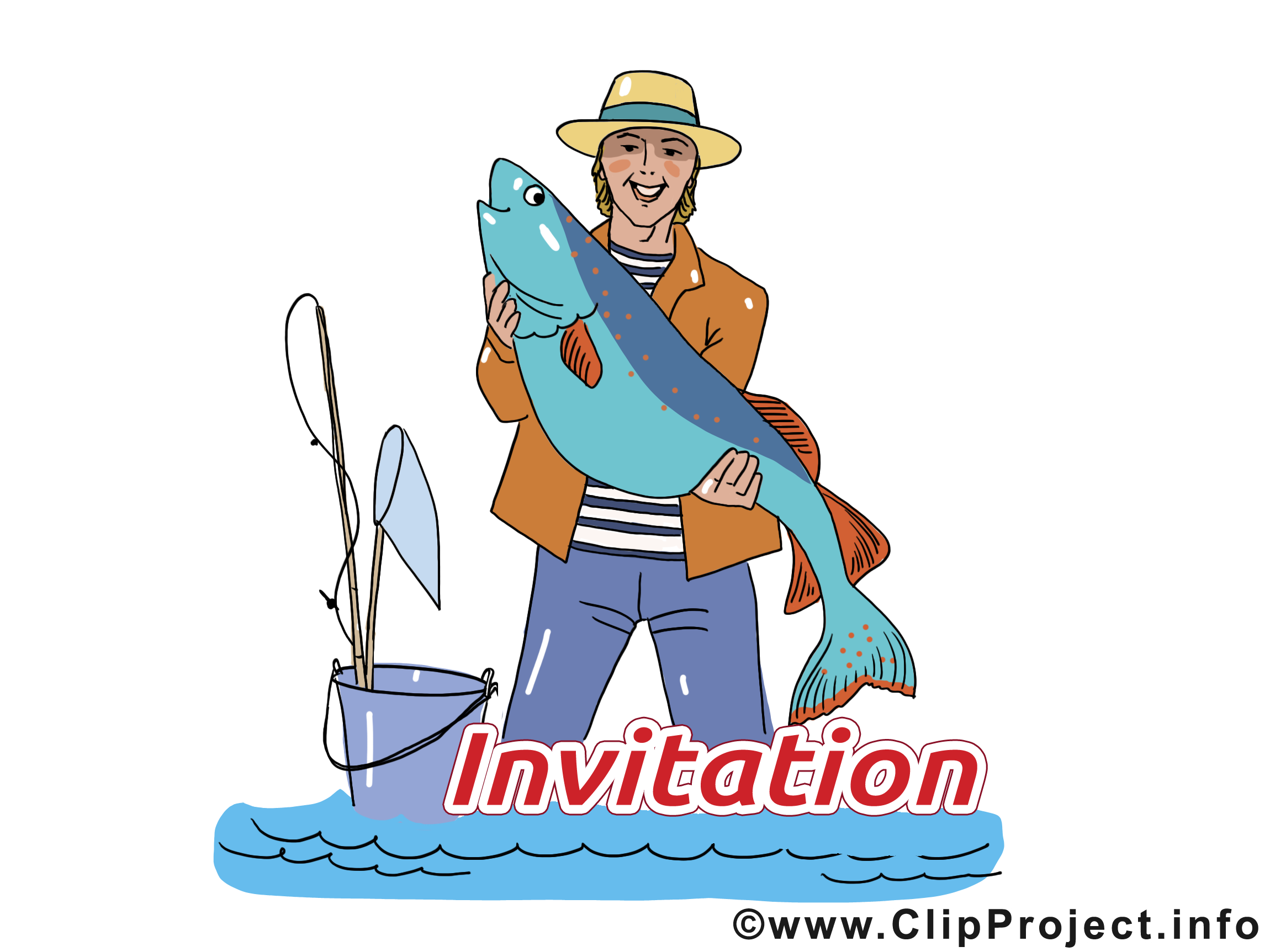 Pêcheur illustration - Invitation clipart