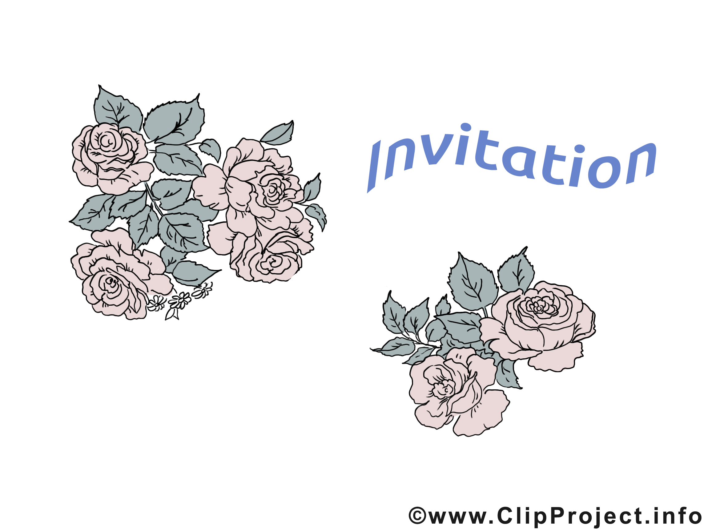 Roses clip art gratuit - Invitation dessin