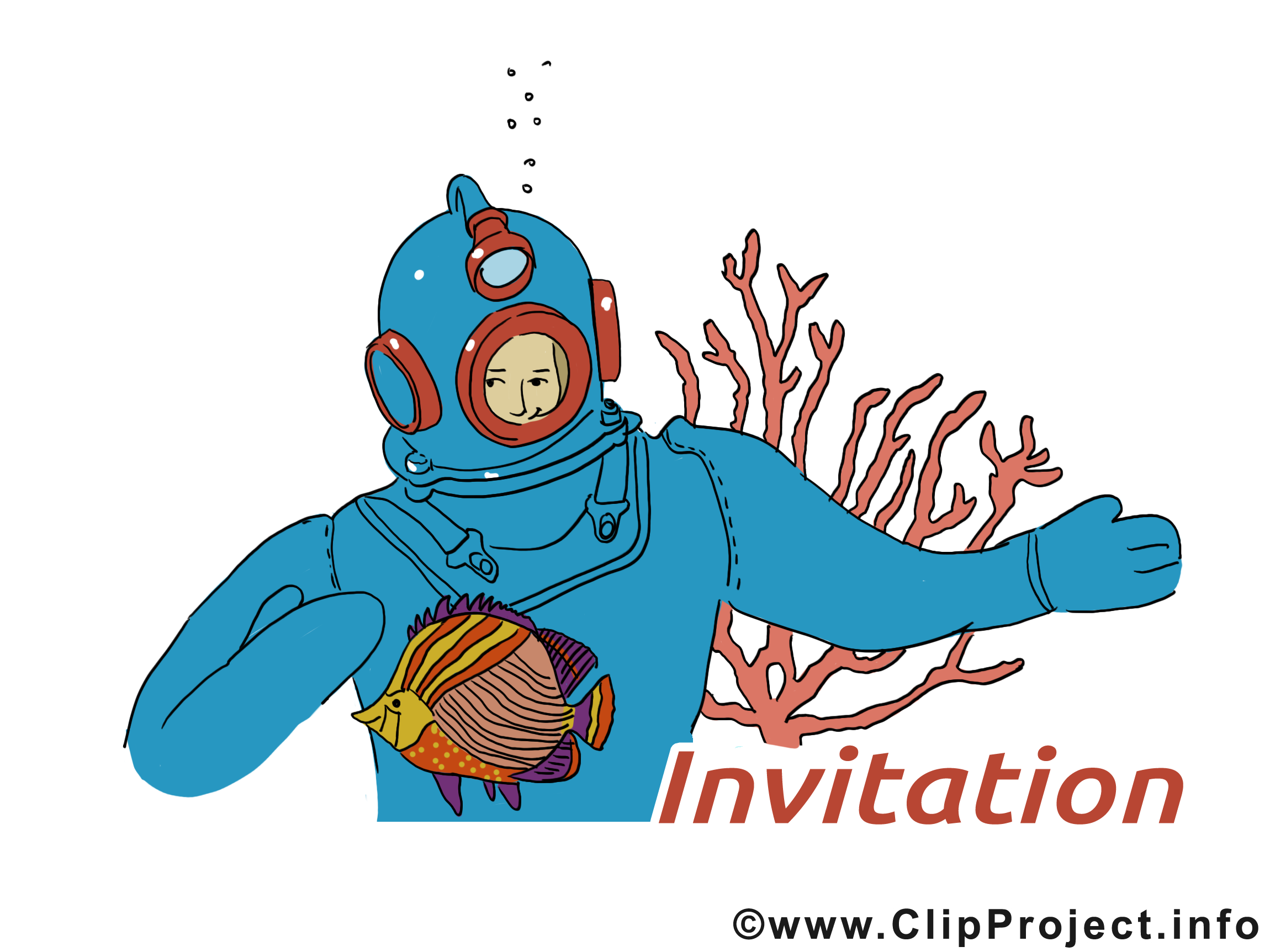 Sous-marinier illustration - Invitation clipart