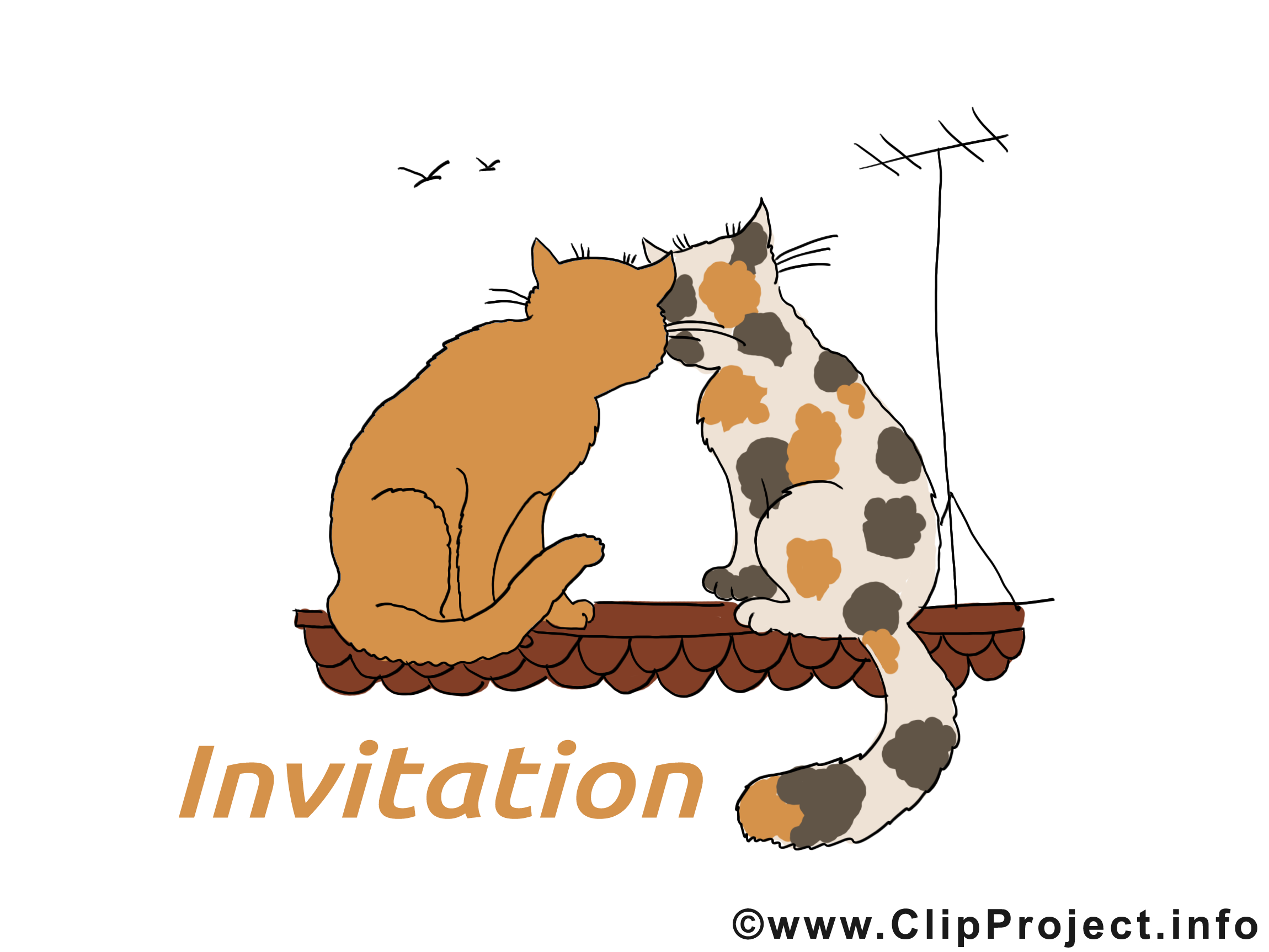 Toit chats dessin à télécharger - Invitation images