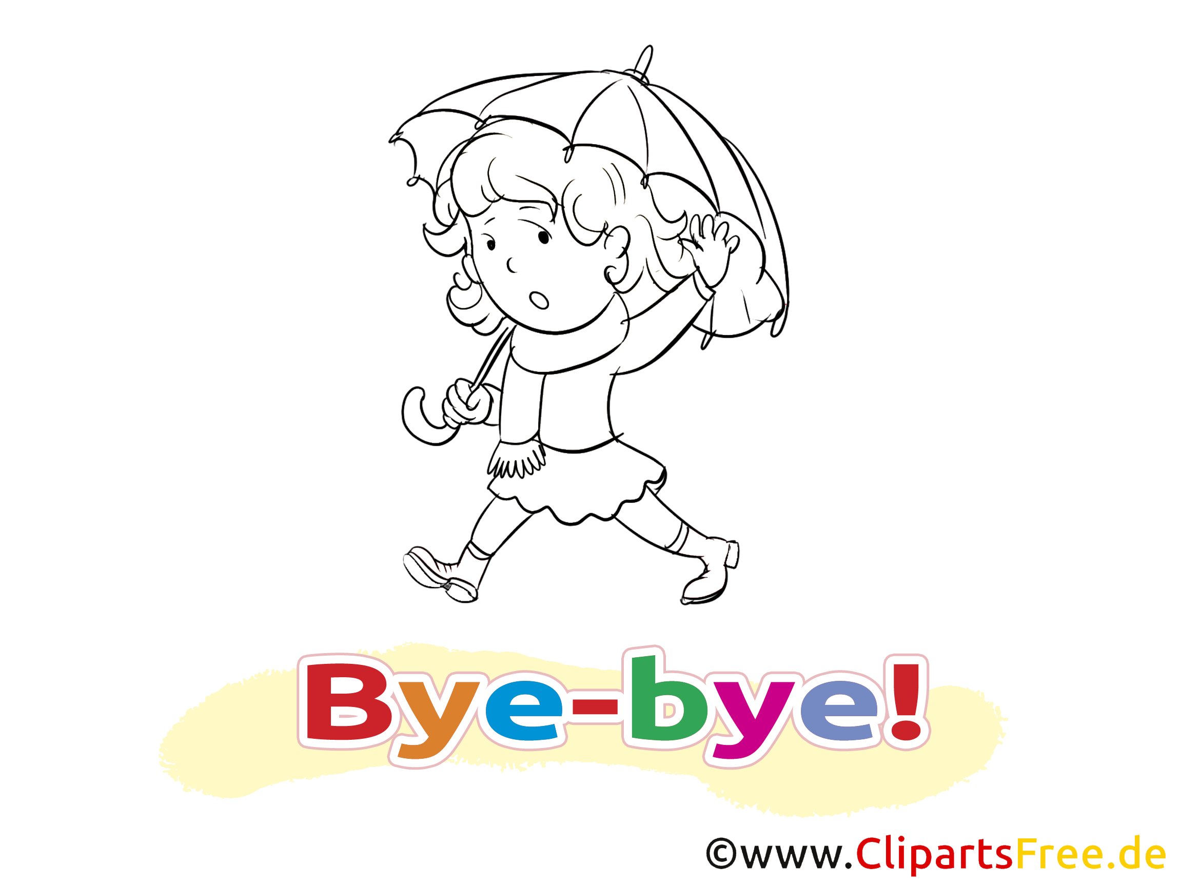 Parapluie dessins à imprimer - Adieu clipart