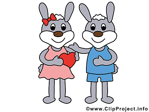 Amoureux lapins clip art gratuit dessin
