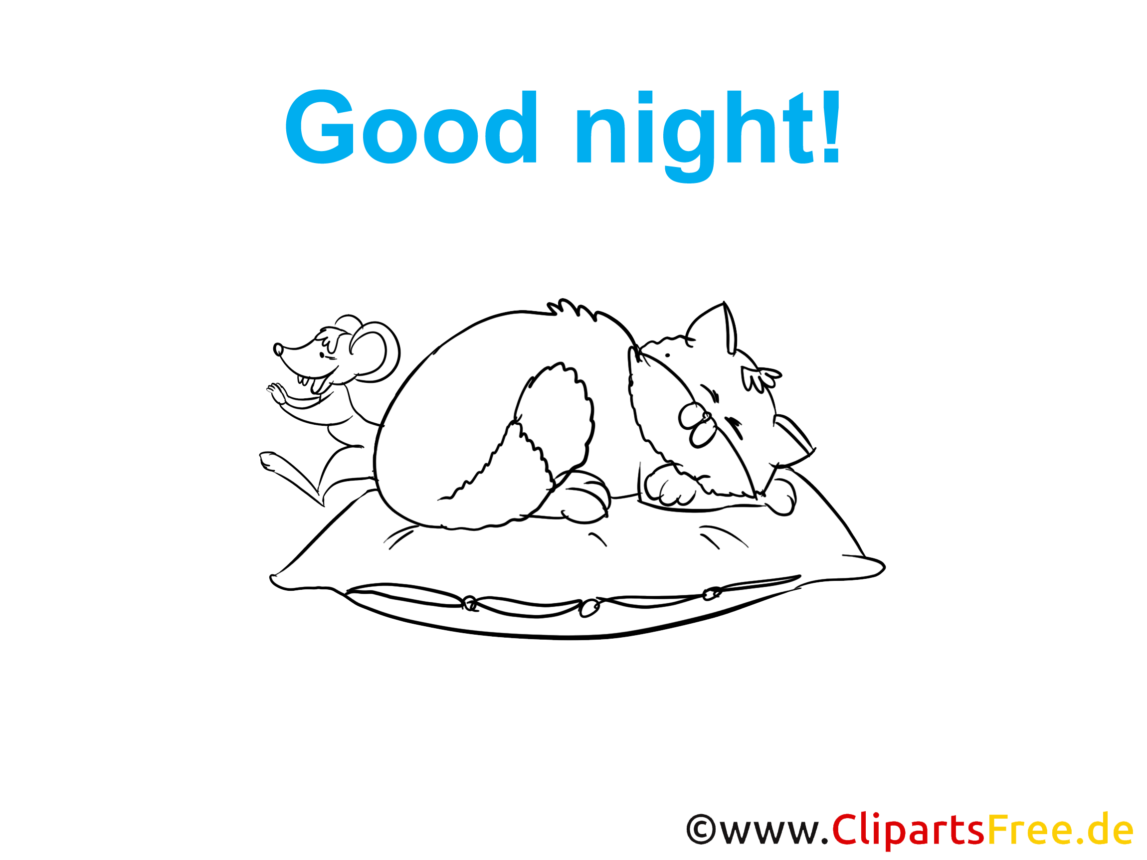 Coloriage chat - Bonne nuit à télécharger
