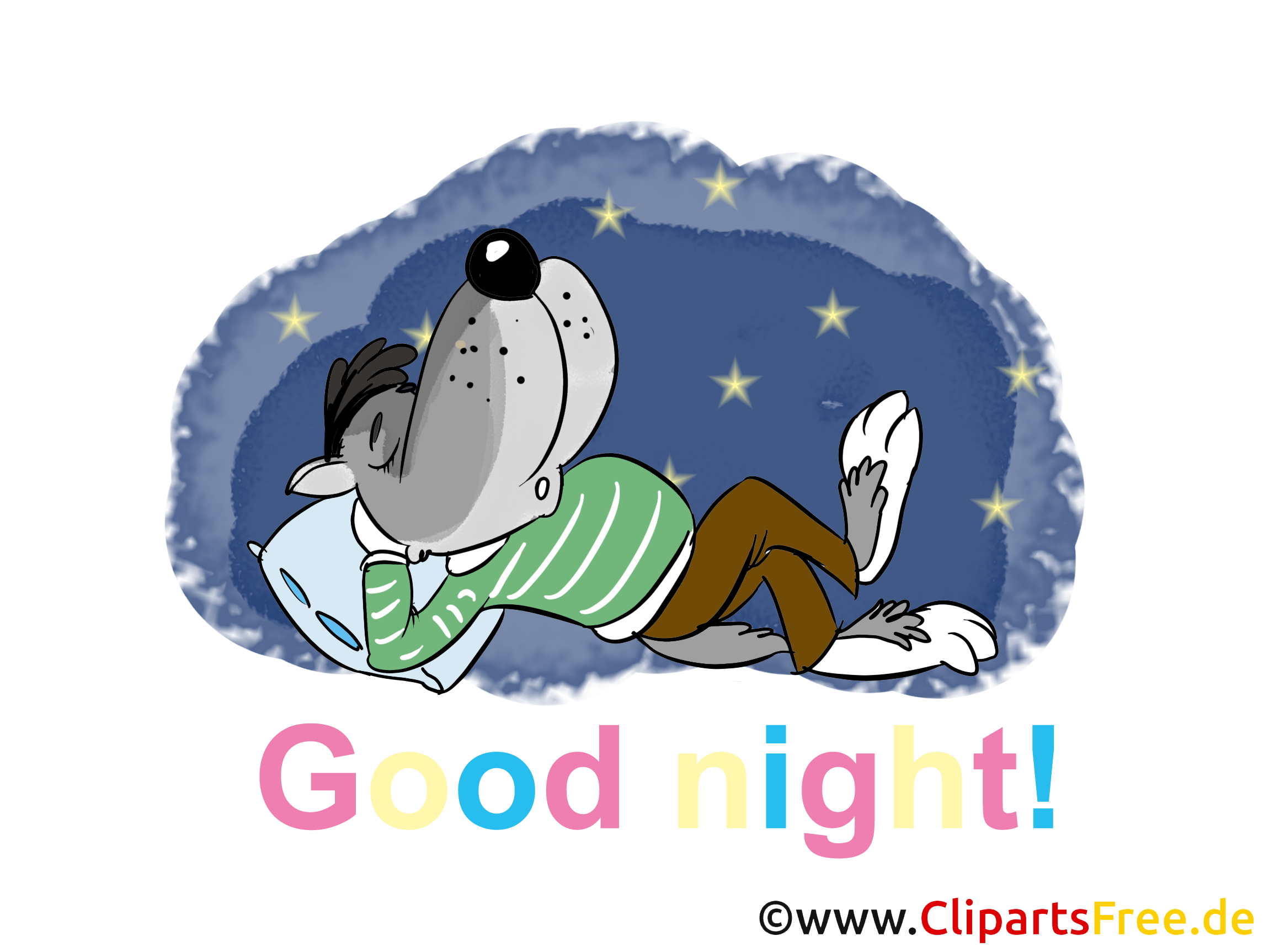 Loup clip arts gratuits - Bonne nuit illustrations