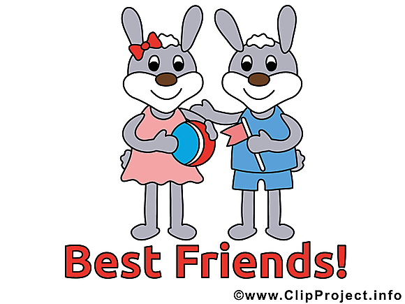 Illustration gratuite lapins - Meilleurs amis clipart