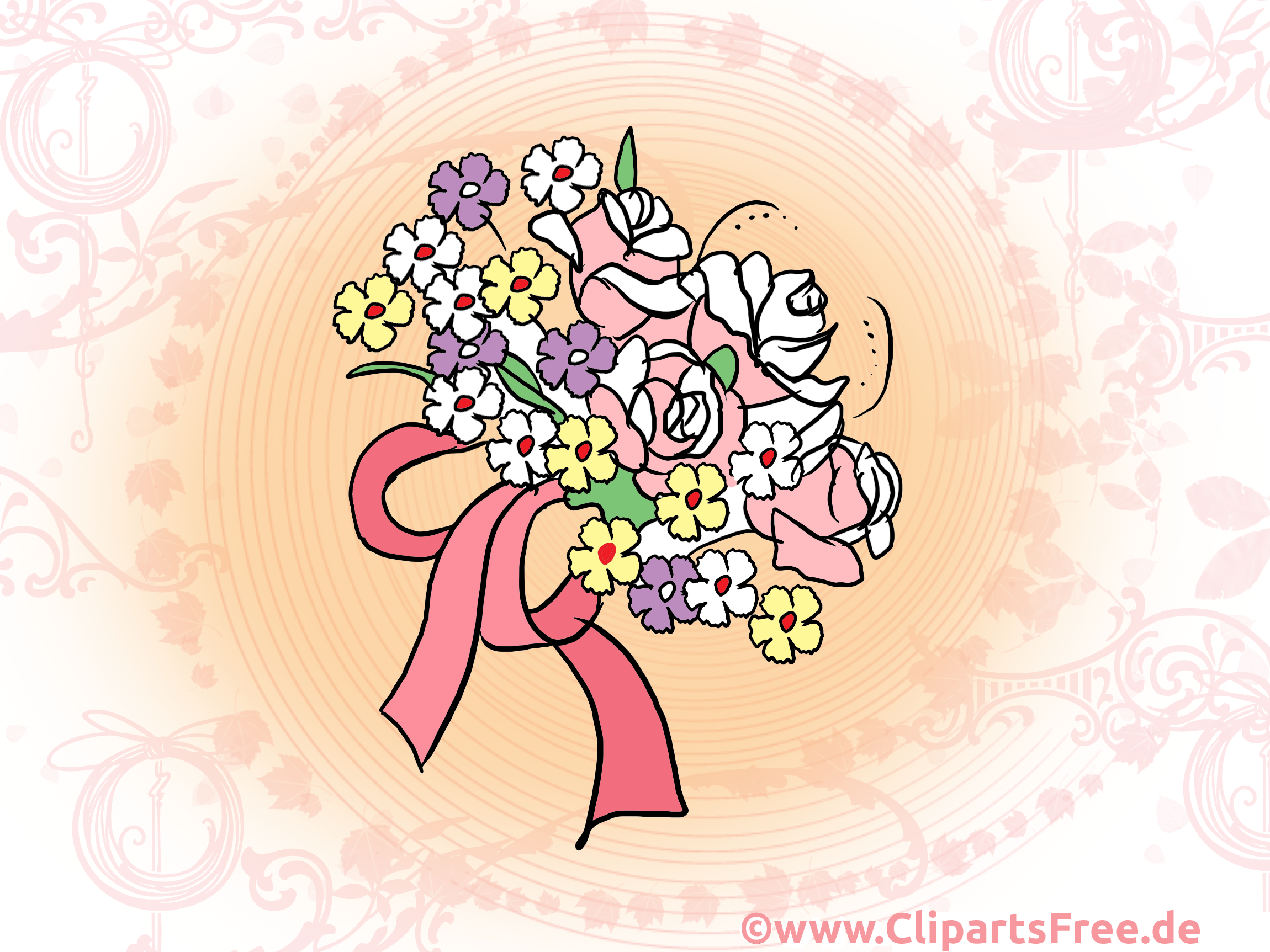 Bouquet dessin - Mariage clip arts gratuits