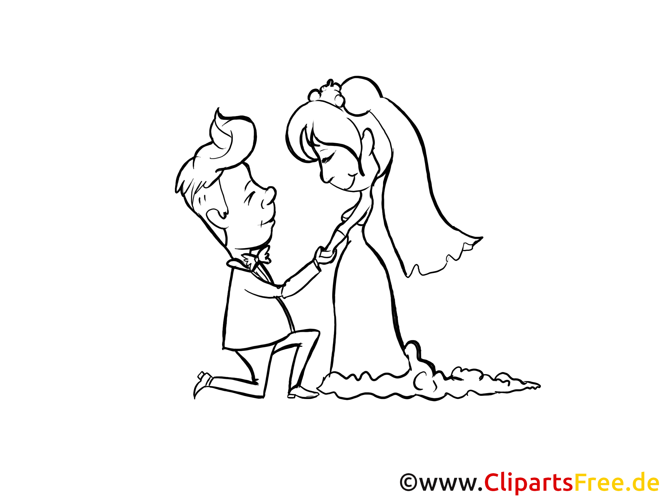 Coloriage jeunes mariés - Mariage cliparts à télécharger