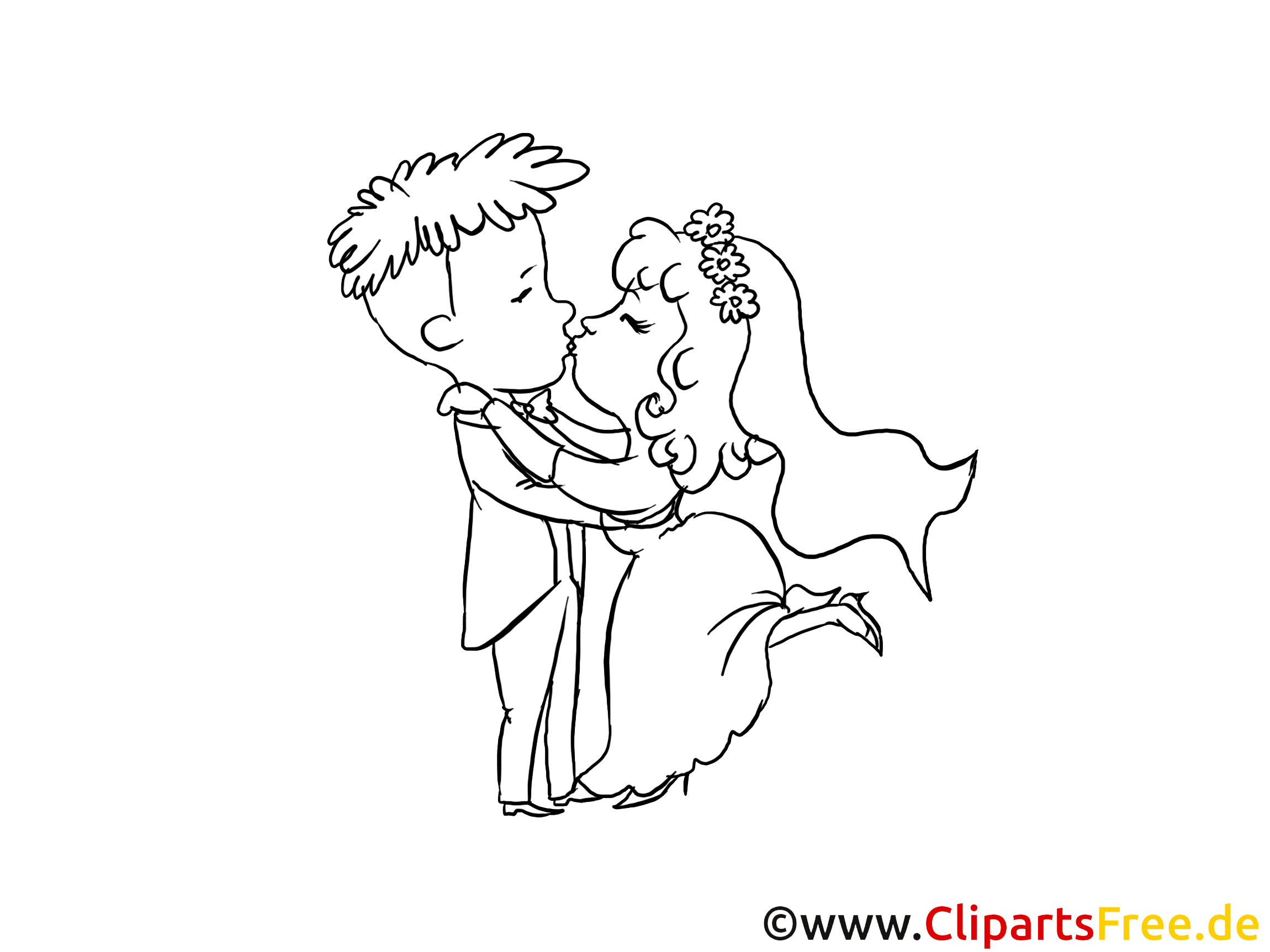 Coloriage jeunes mariés - Mariage dessins gratuits