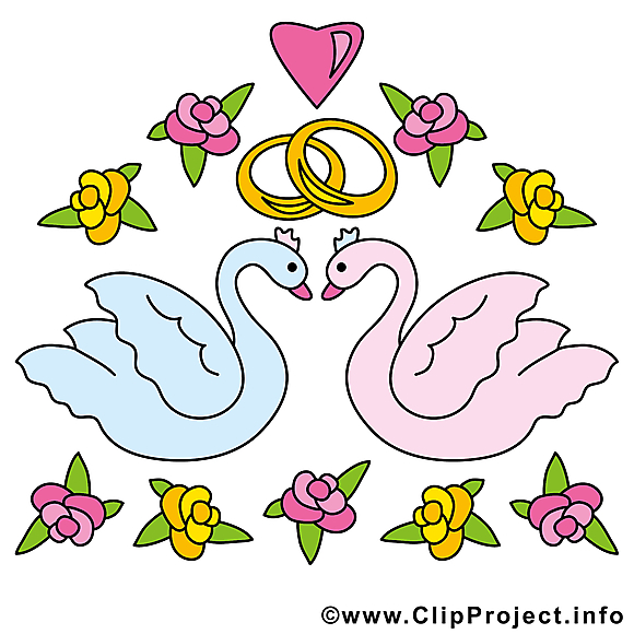 Cygnes dessins gratuits - Mariage clipart