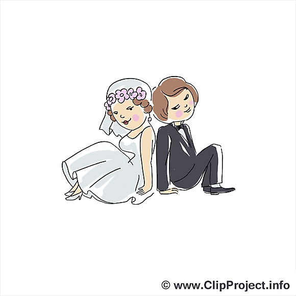 Illustration jeunes mariés  - Mariage images