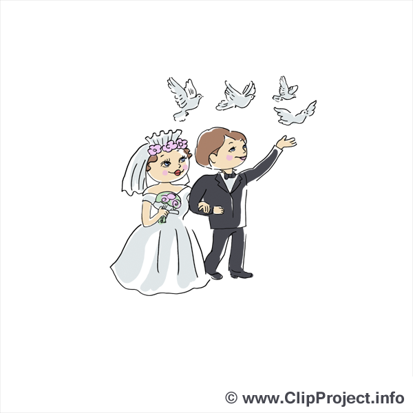 Pigeons dessin - Mariage clip arts gratuits