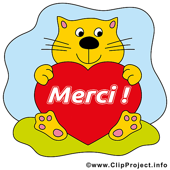 Chat coeur clip art – Merci gratuite