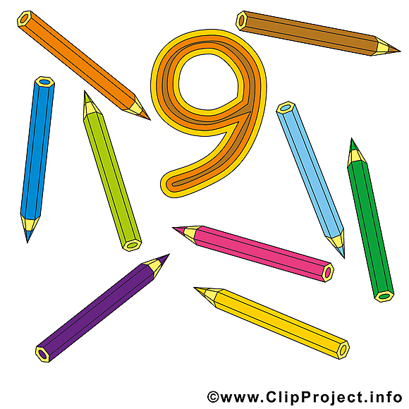 9 crayons image gratuite - Nombre cliparts