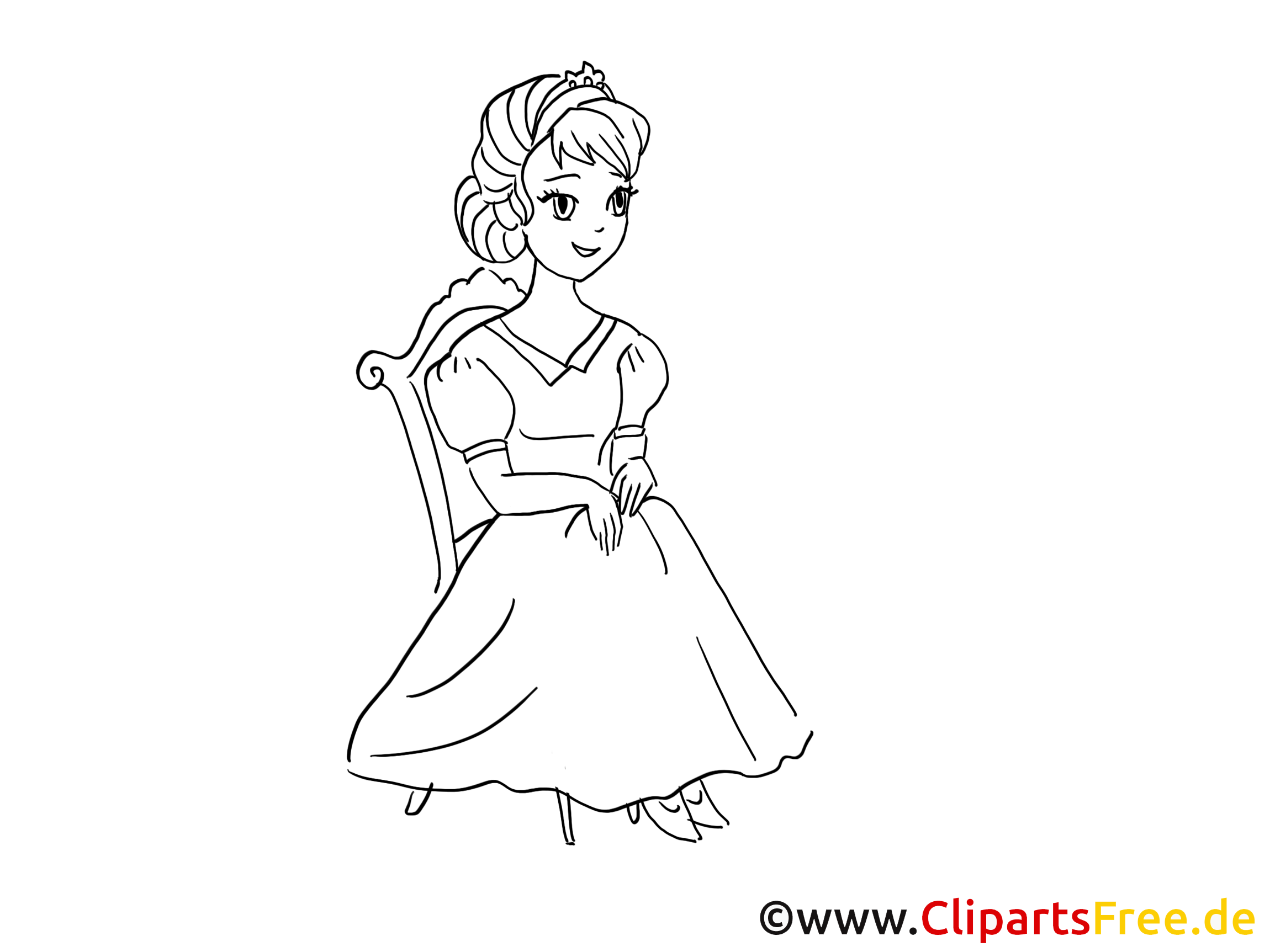 Princesse image à colorier – Fille clipart