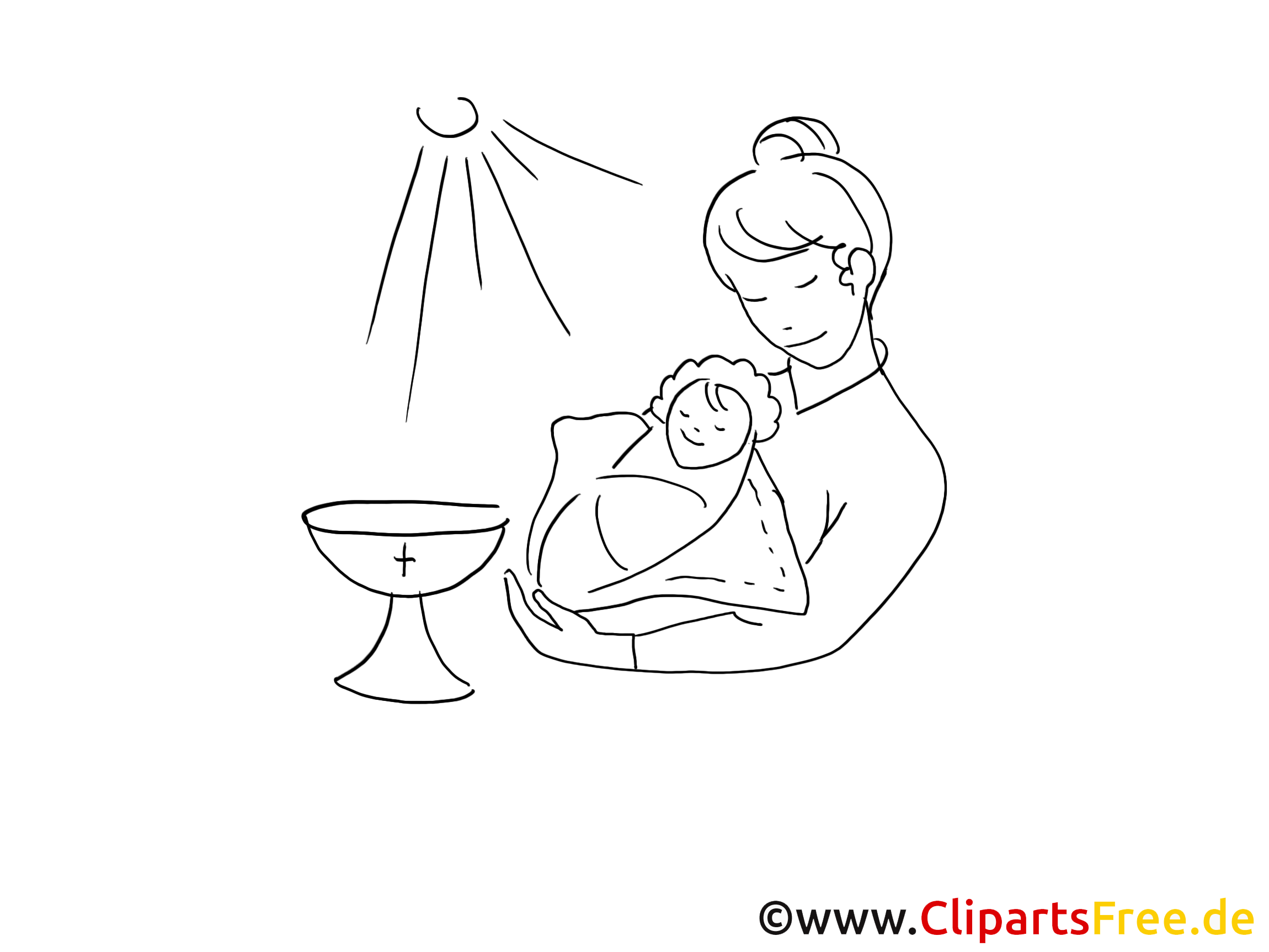 Mère dessin à colorier - Baptême cliparts