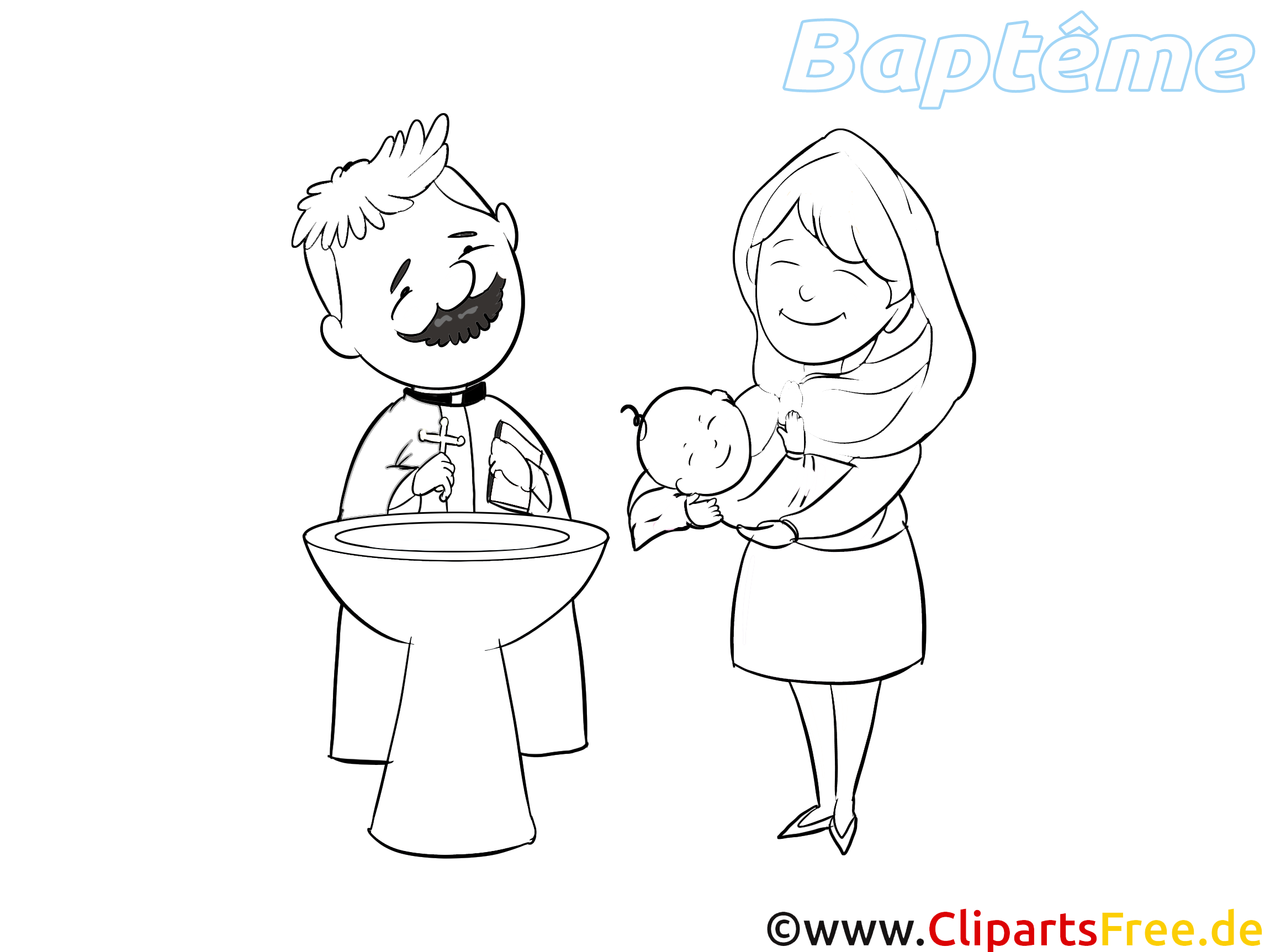 Prêtre images à colorier – Baptême clipart gratuit