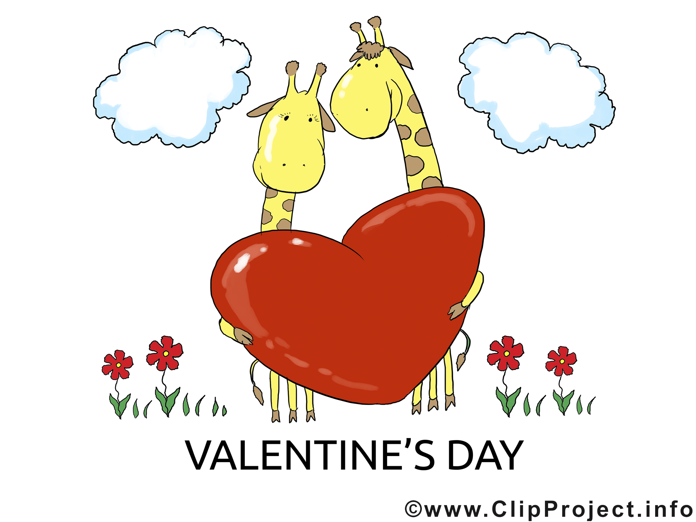 Girafes Saint-Valentin dessin gratuit à télécharger