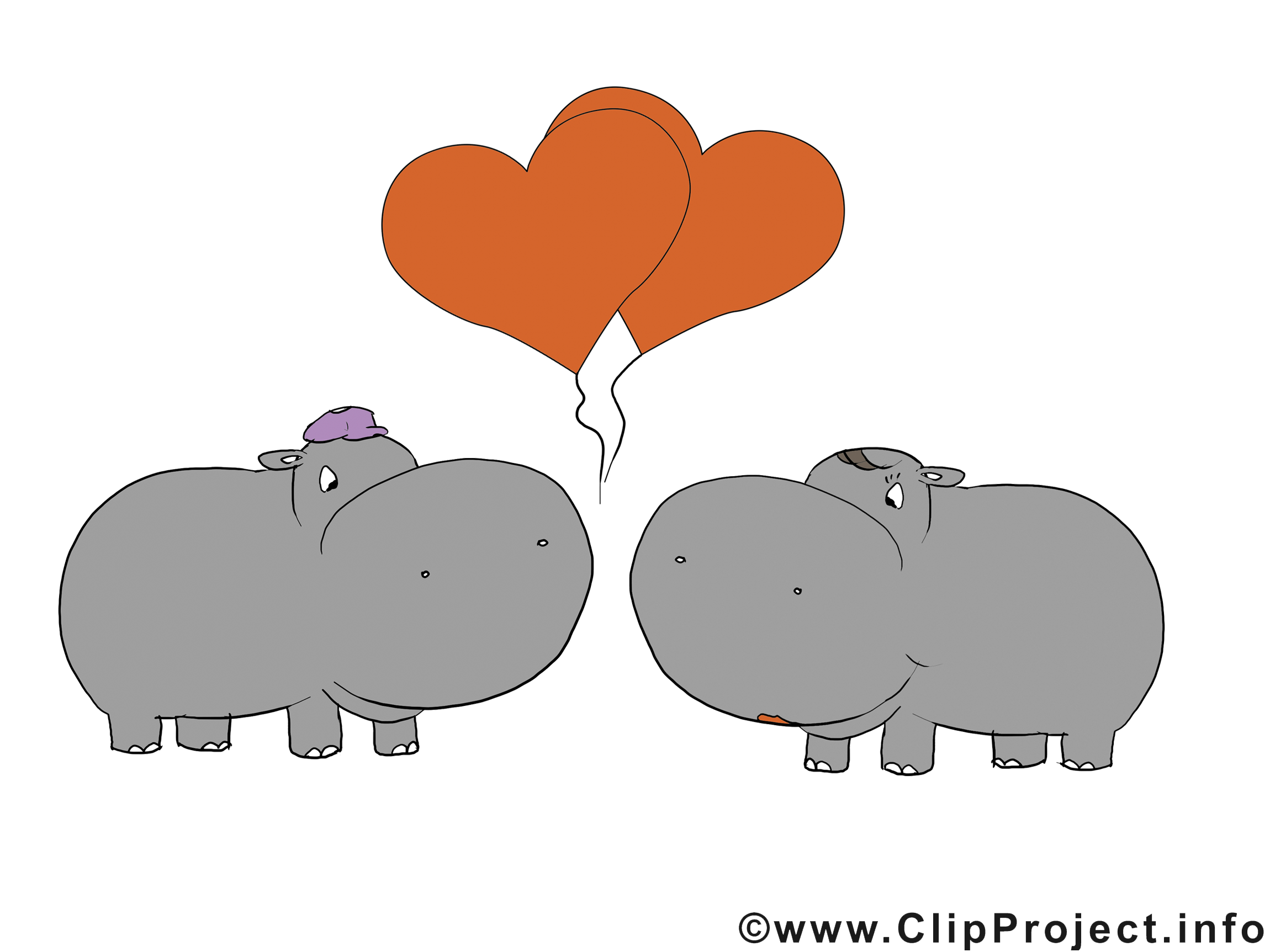 Hippopotames clip art – Saint-Valentin images
