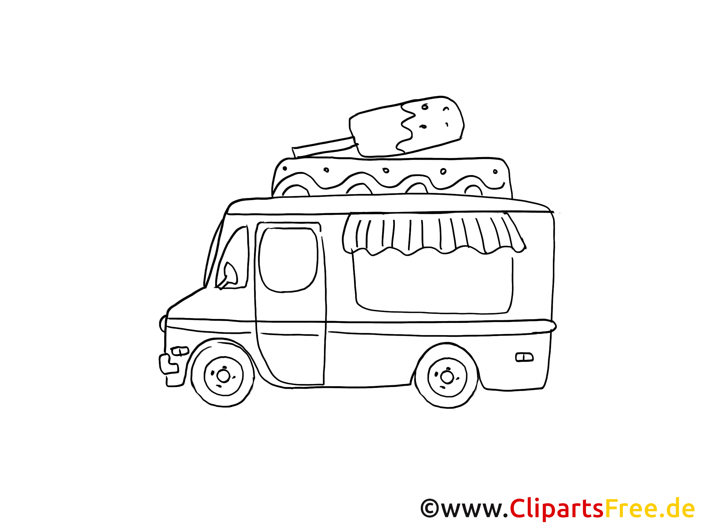 Camion de crème glacée clipart gratuit à colorier