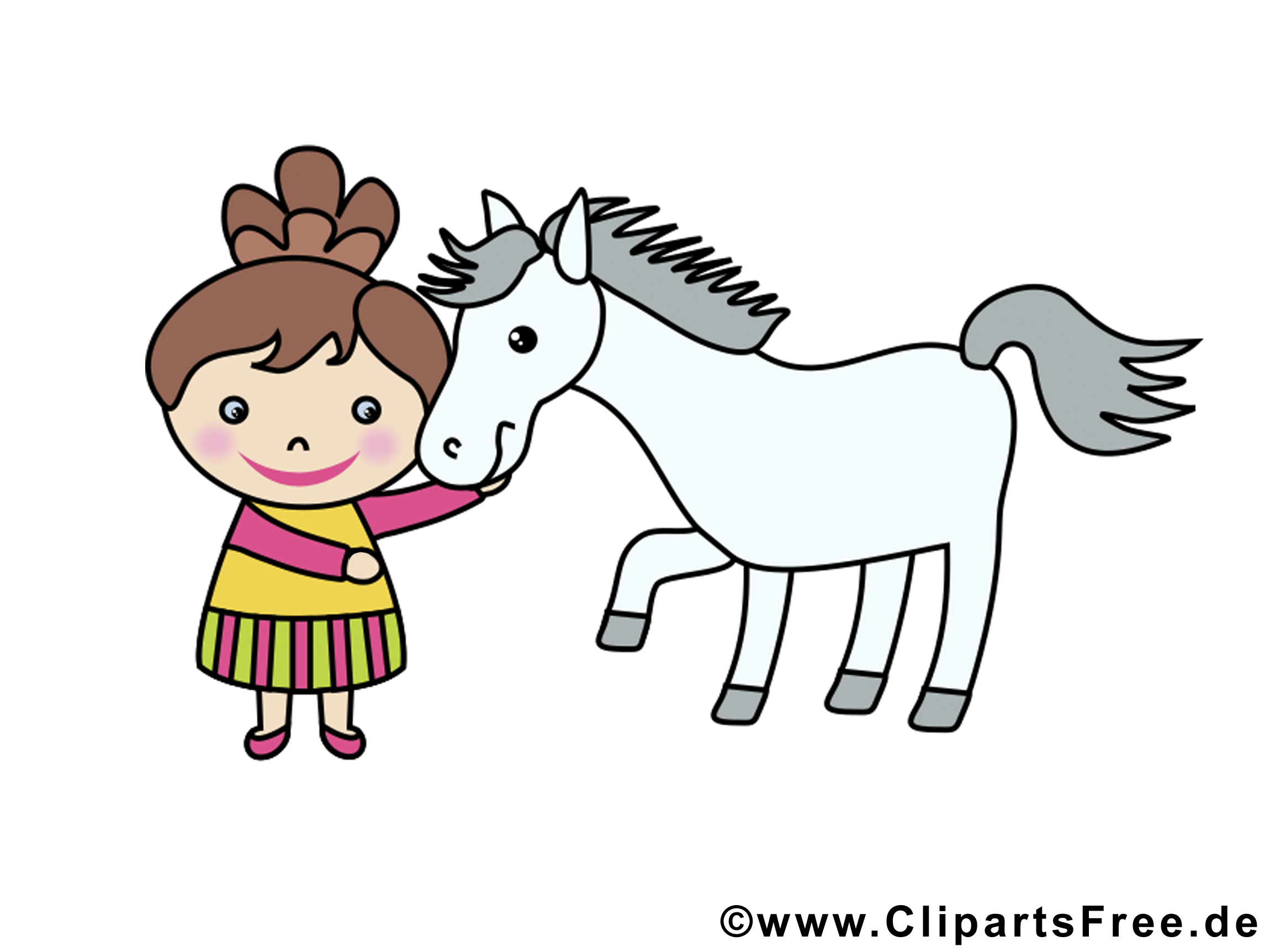 Fille cheval illustration gratuite – Animal clipart