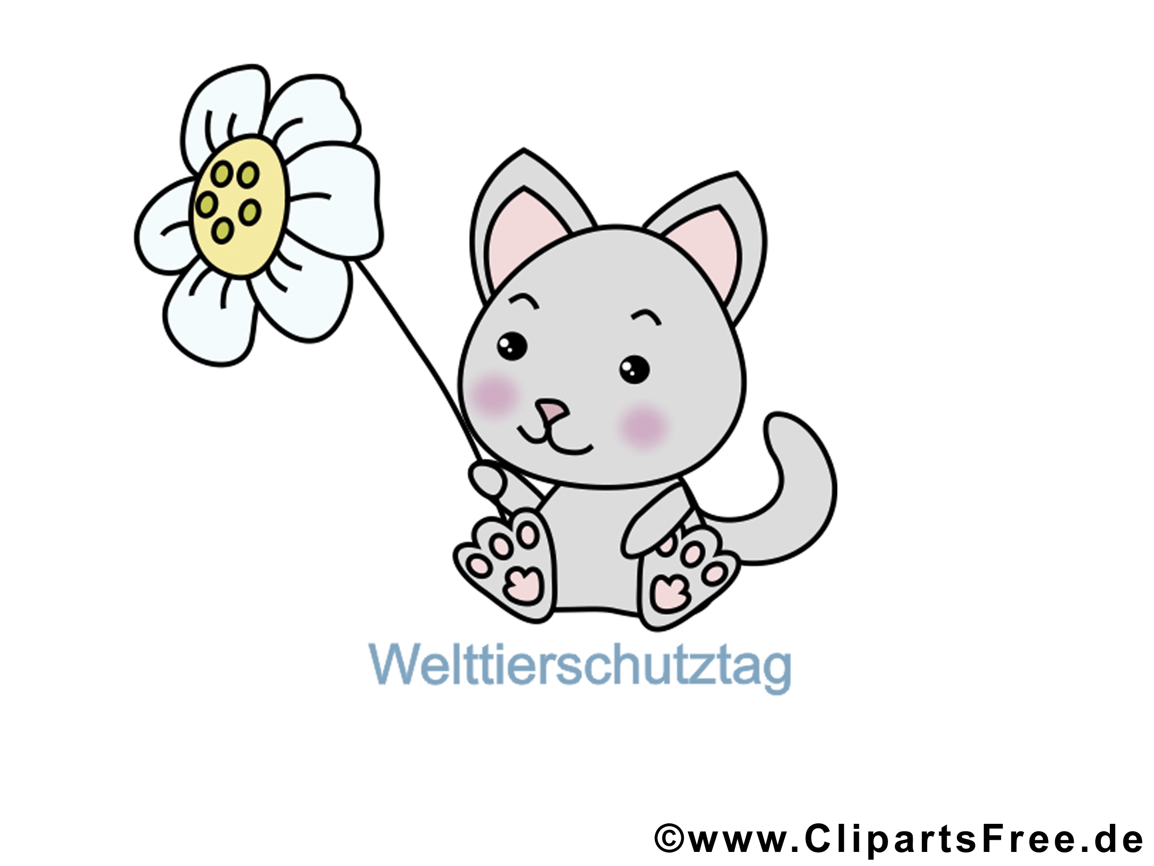 Fleur chat illustration gratuite – Animal clipart