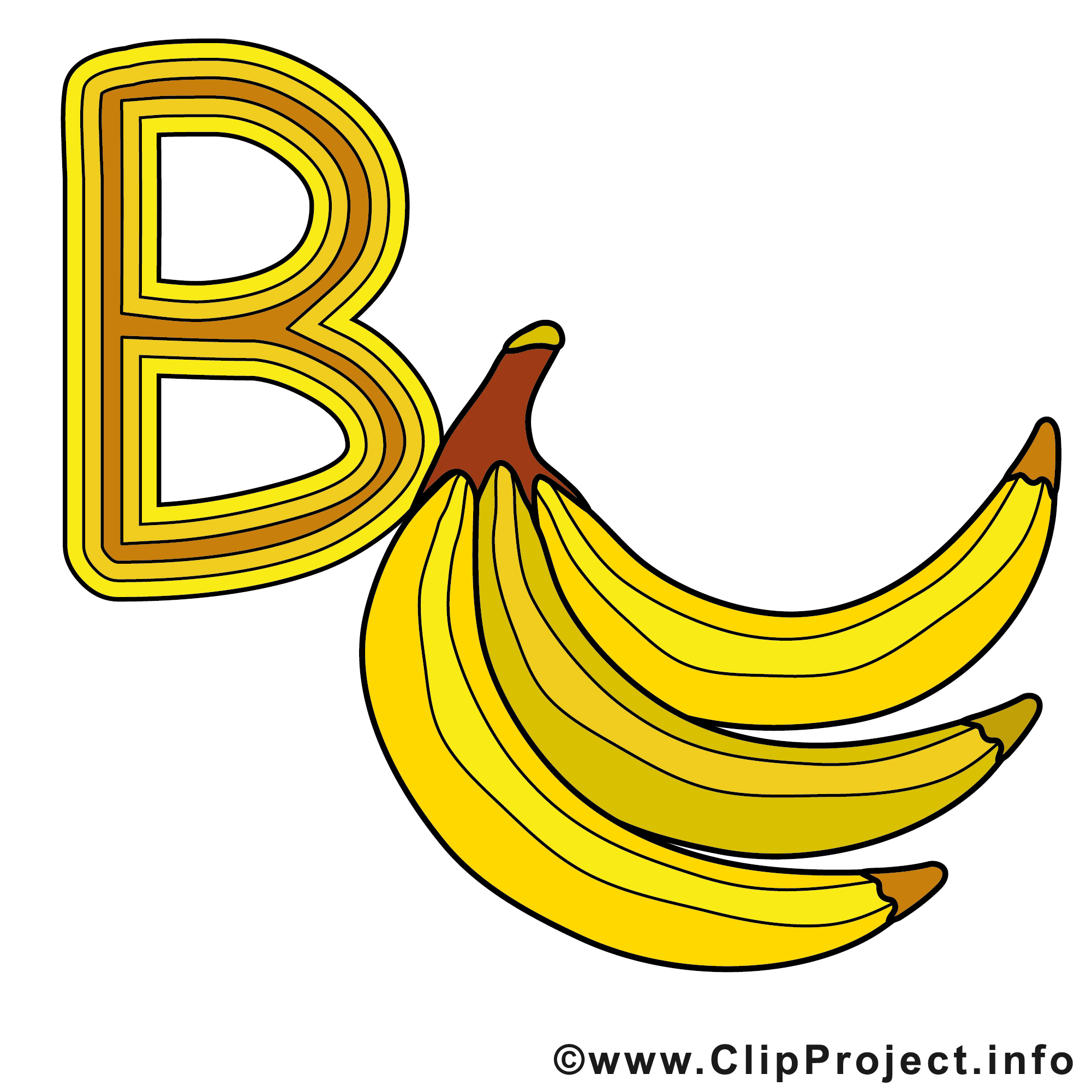 B banana illustration – Alphabet english images - Alphabet anglais