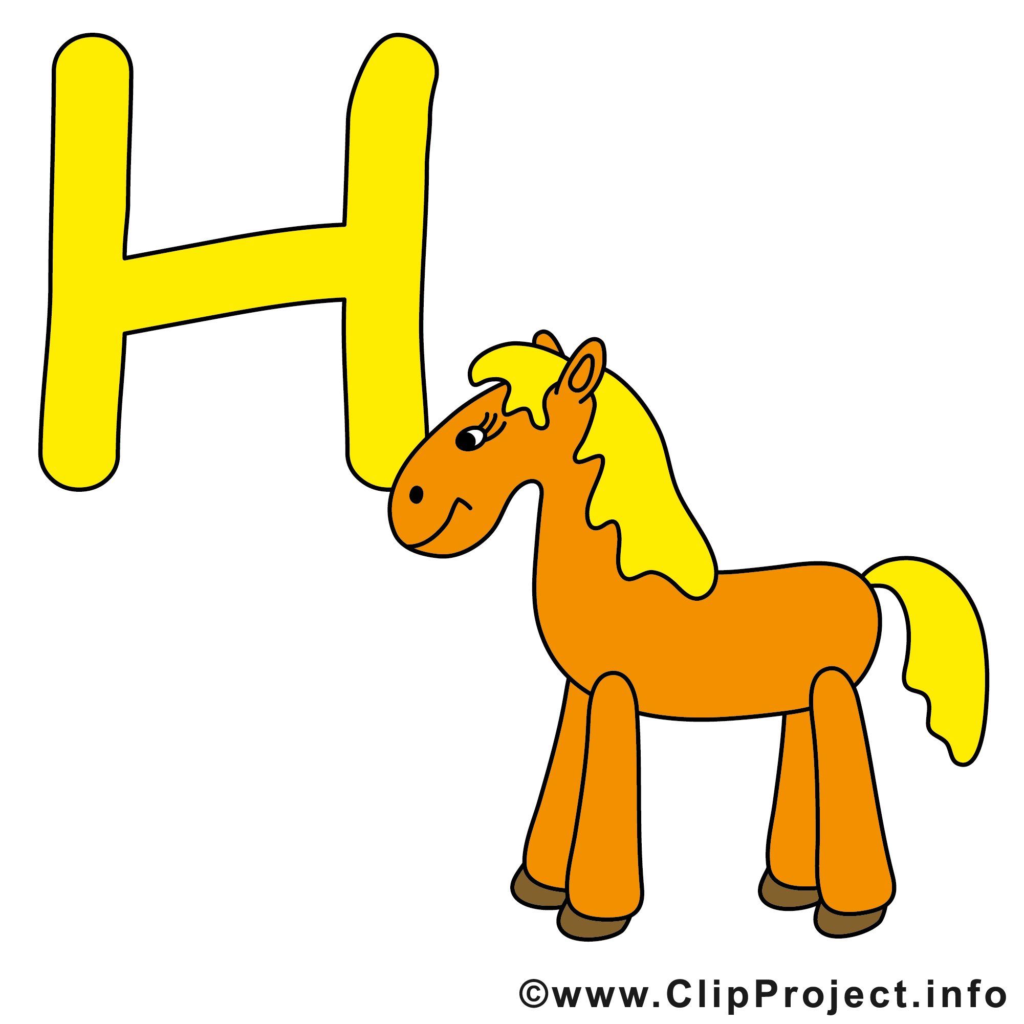 H horse image gratuite - Alphabet english clipart - Alphabet anglais ...