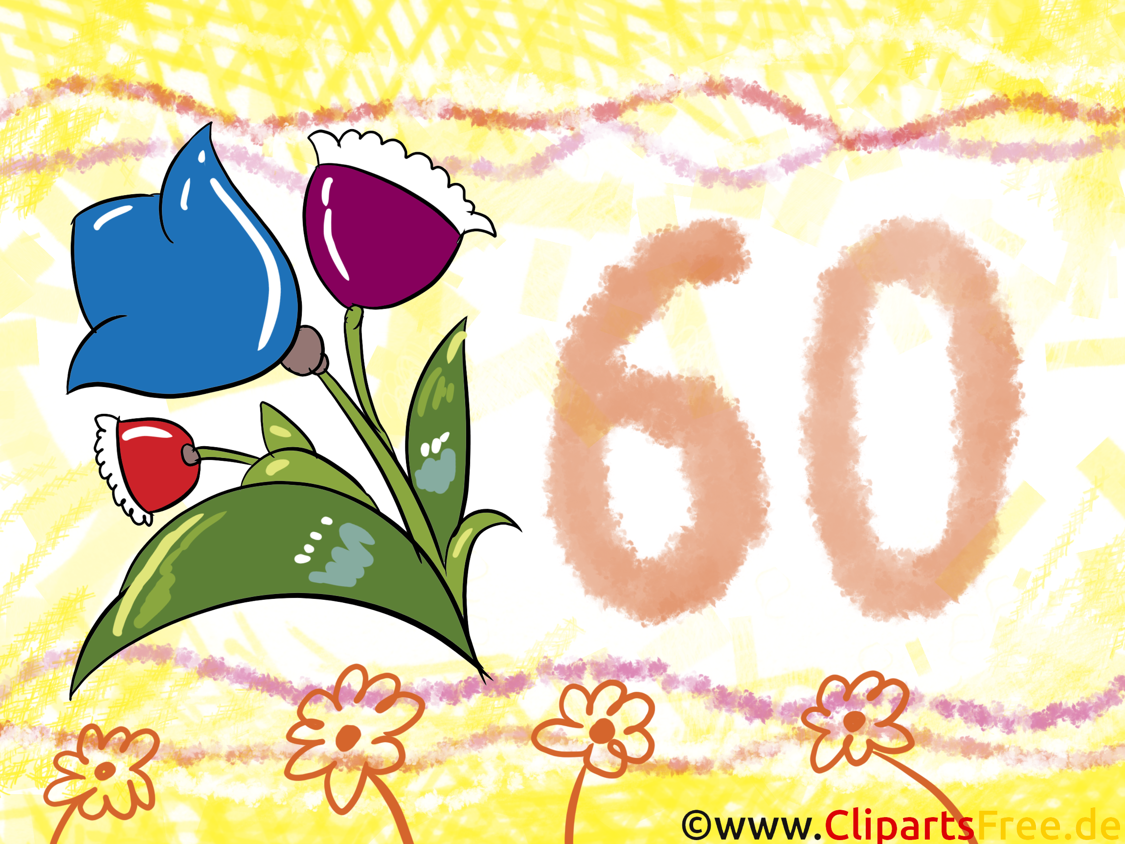 Fleurs 60 Ans Clip Arts Gratuits Anniversaire