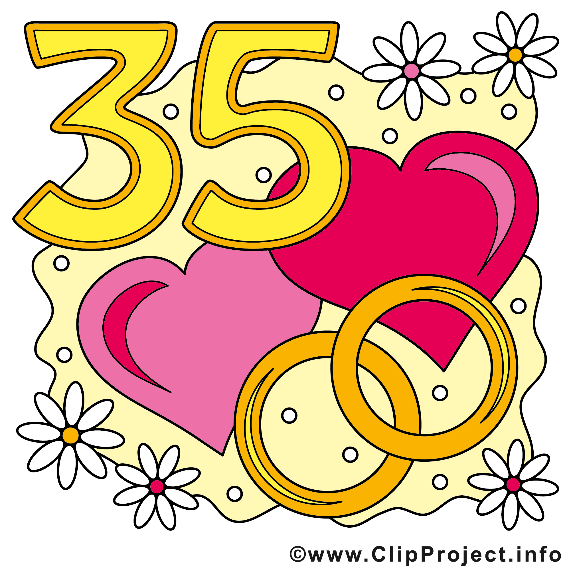 35 Ans Coeurs Anniversaire Mariage Clipart Anniversaires De