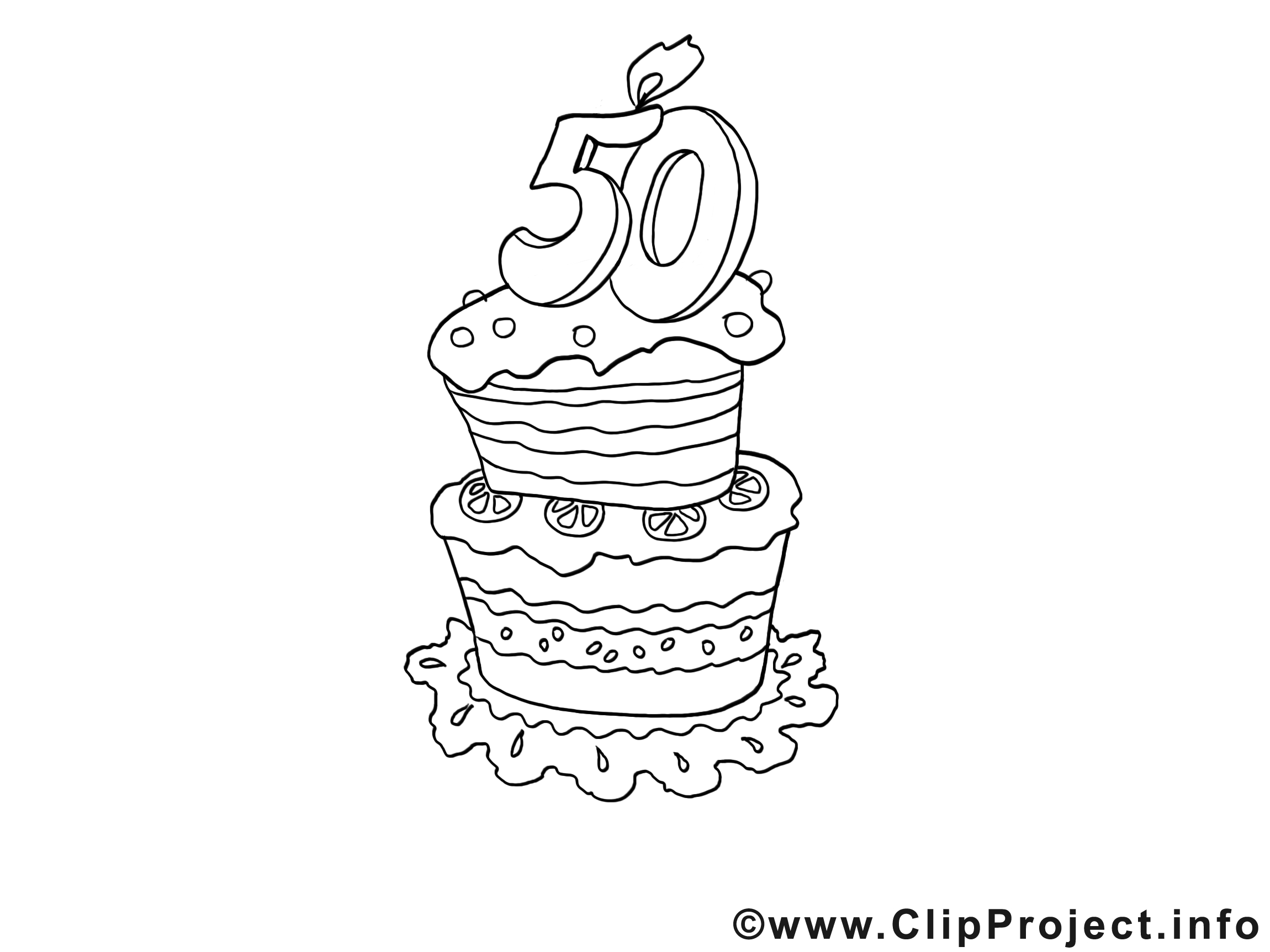 50 ans dessin à imprimer – Anniversaire clip arts gratuits - Cartes
