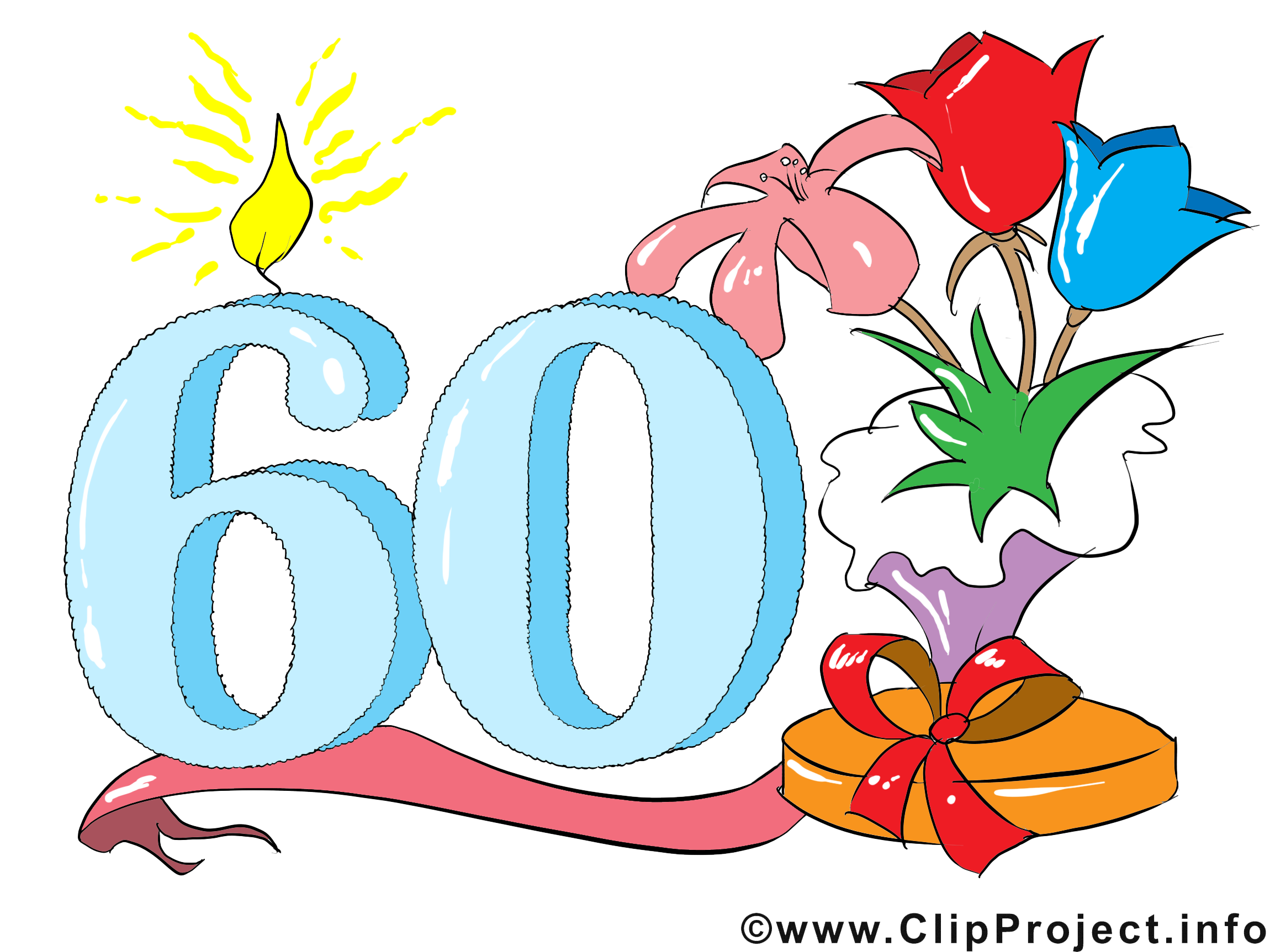 60 ans clipart gratuit – Anniversaire images - Cartes virtuelles