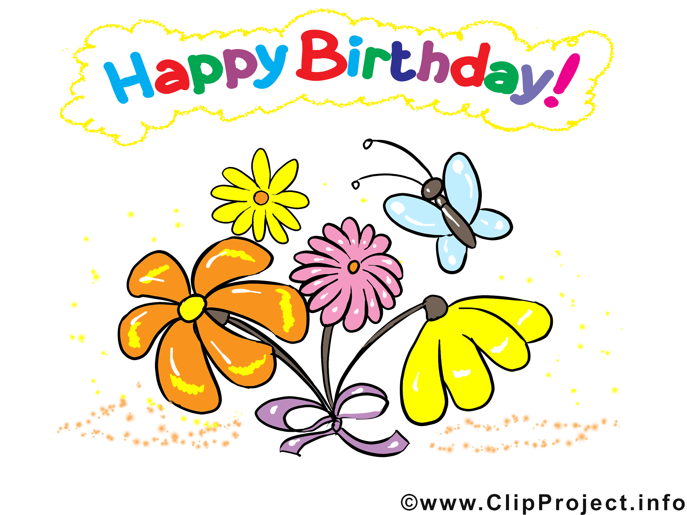 Papillon Fleurs Images Anniversaire Clip Art Gratuit