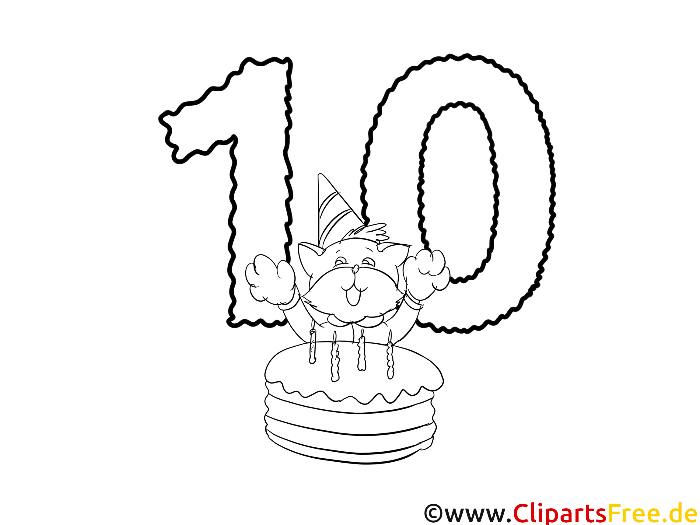 10 ans illustration – Coloriage anniversaire cliparts  Anniversaire