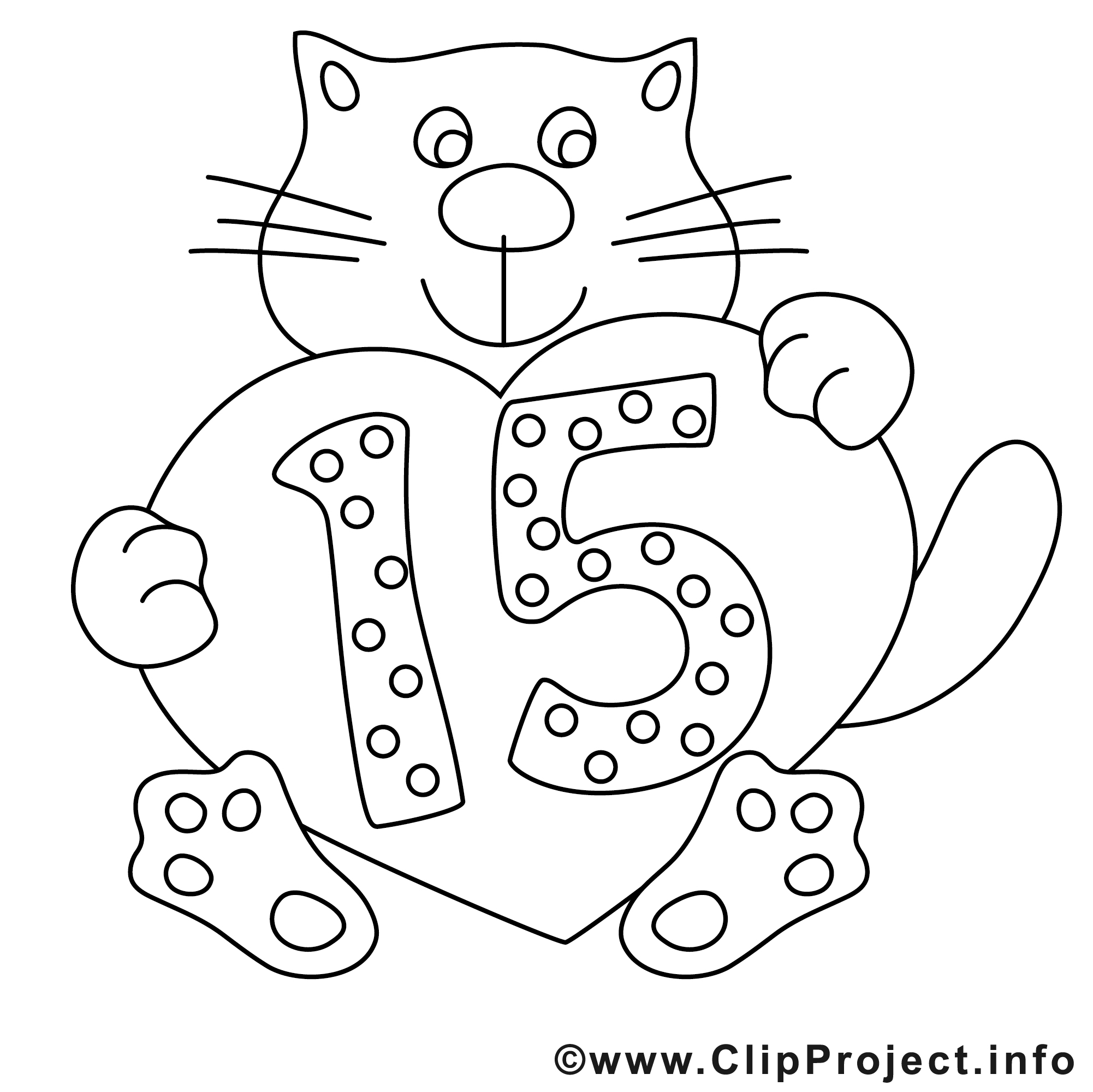 15 ans clipart gratuit – Anniversaire à colorier - Anniversaire