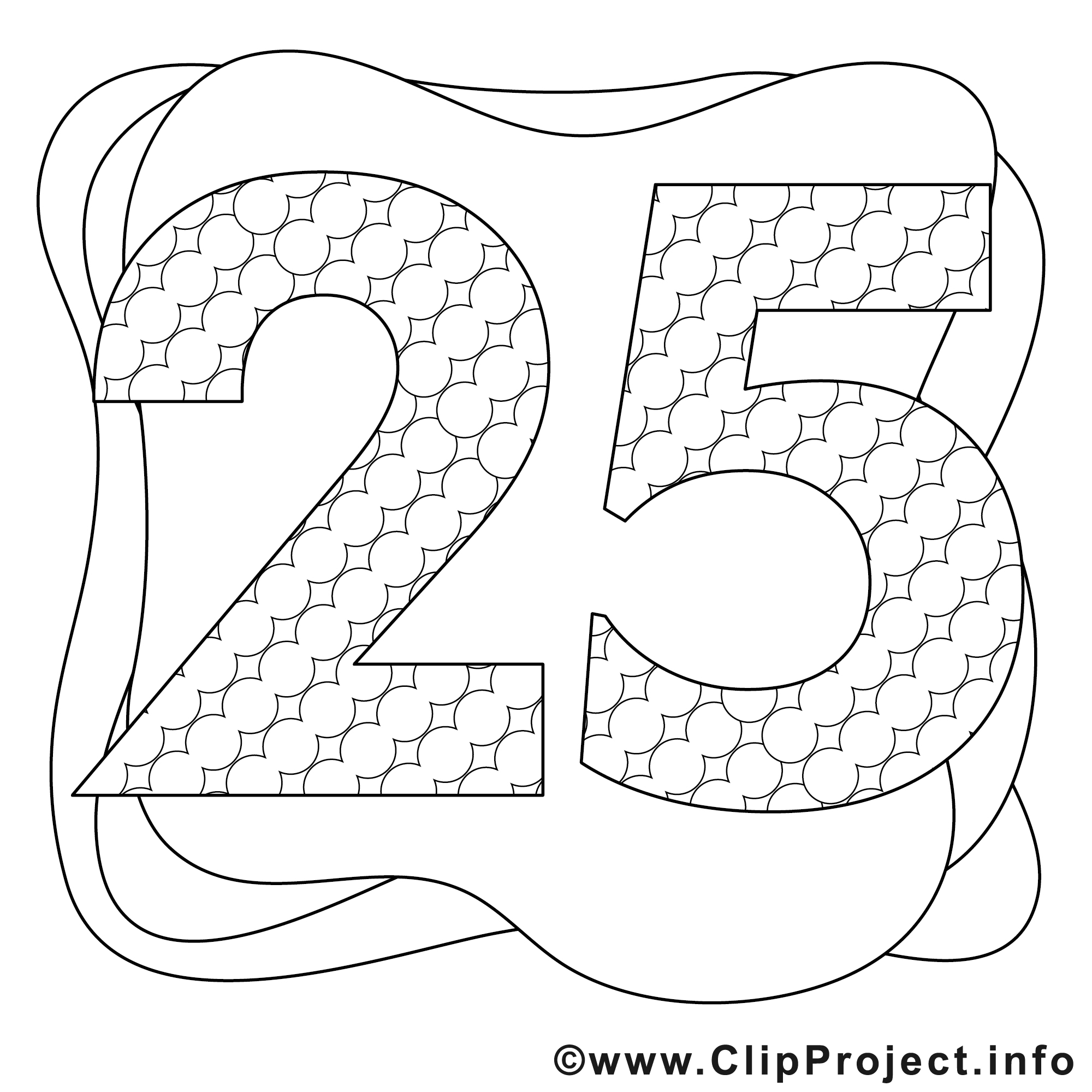 25 ans illustration – Anniversaire à imprimer - Anniversaire coloriages