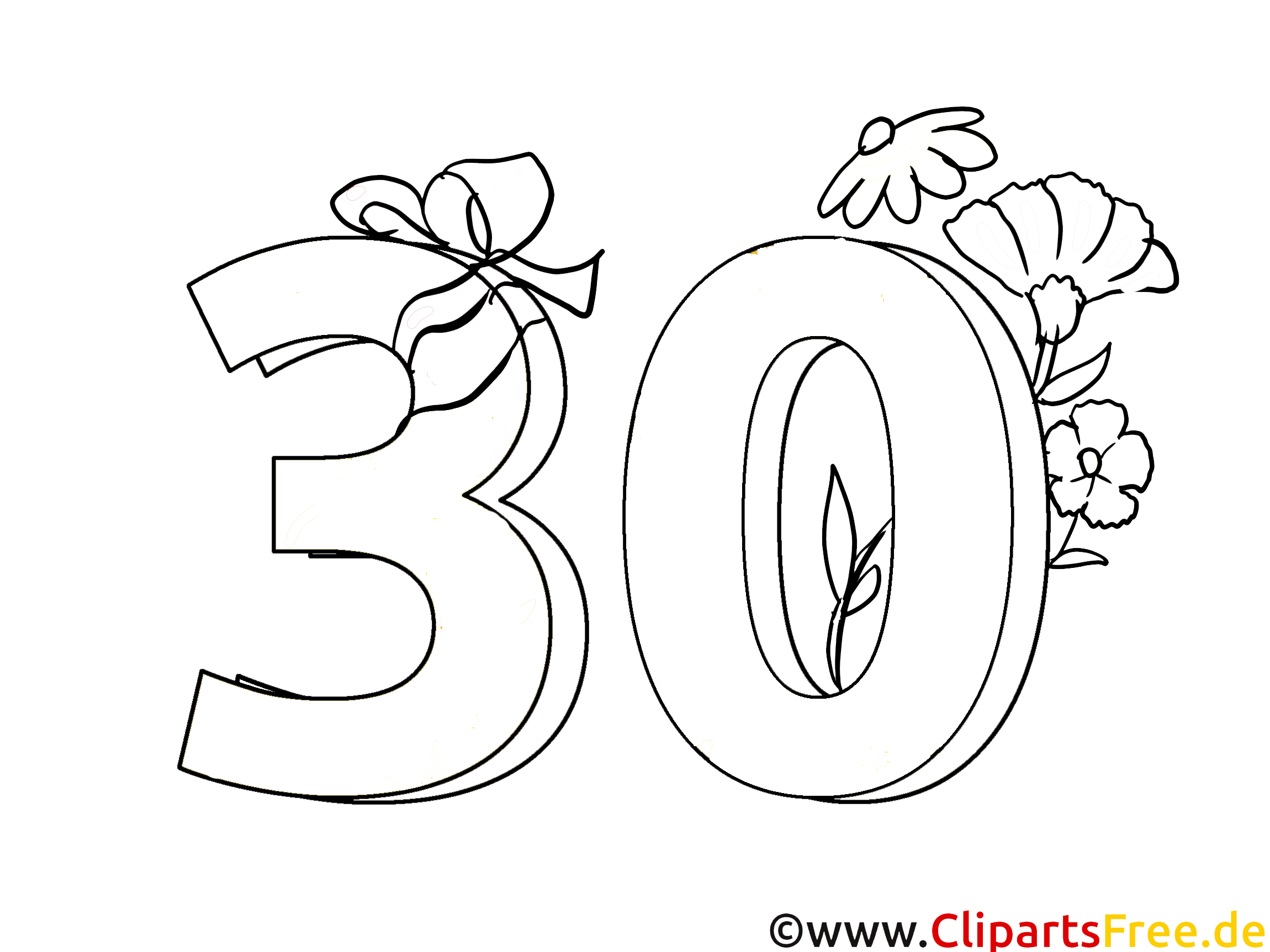 30 ans images gratuites – Anniversaire à colorier - Anniversaire