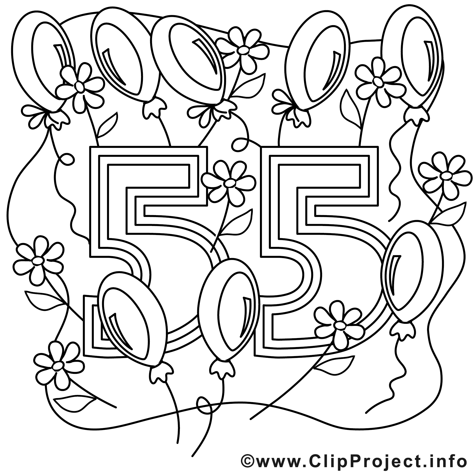 55 ans dessin – Coloriage anniversaire à télécharger - Anniversaire