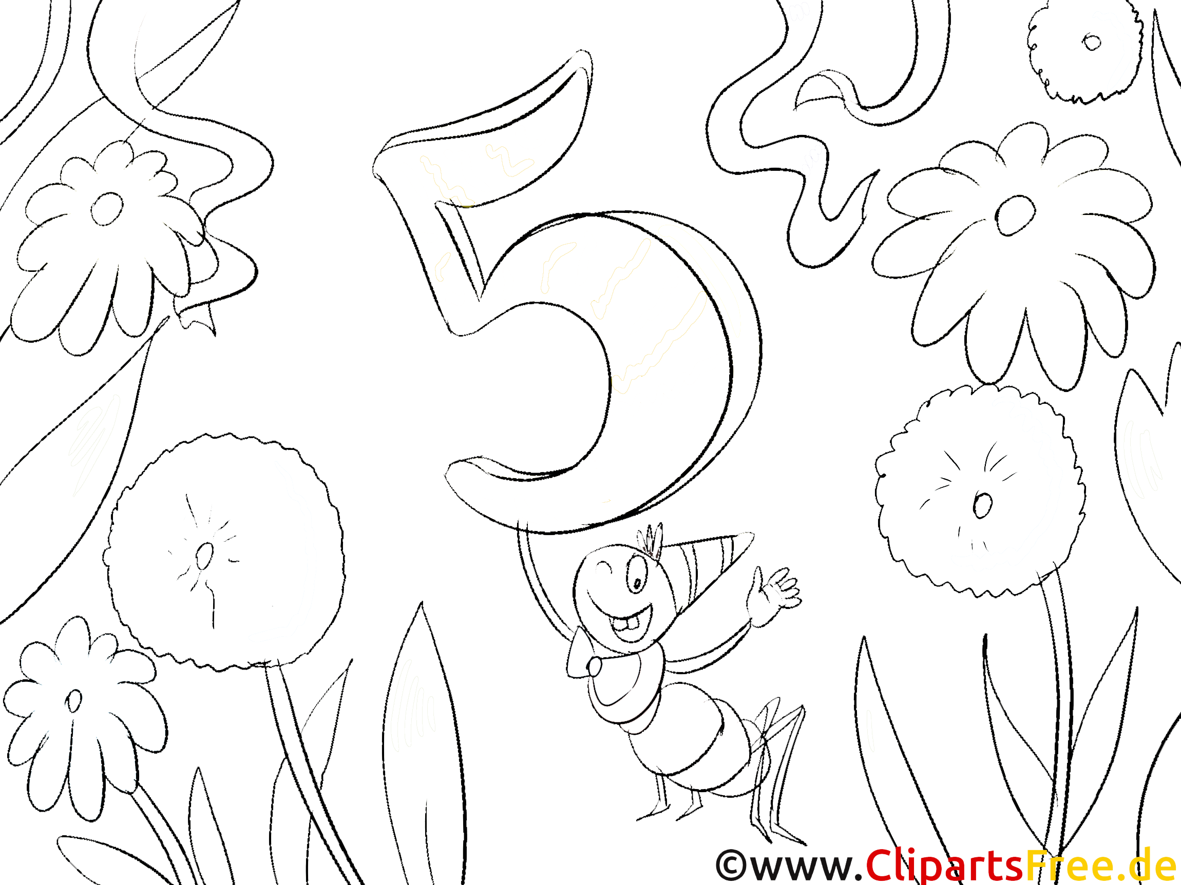 5 ans image gratuite – Anniversaire à colorier  Anniversaire