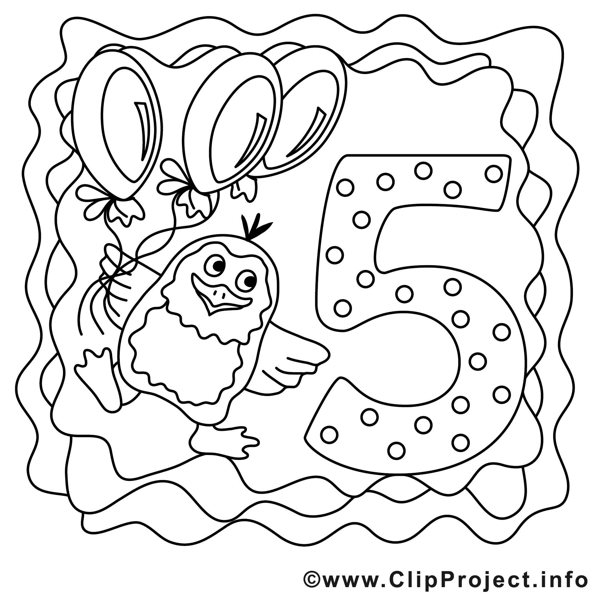 5 ans image gratuite – Anniversaire à colorier  Anniversaire