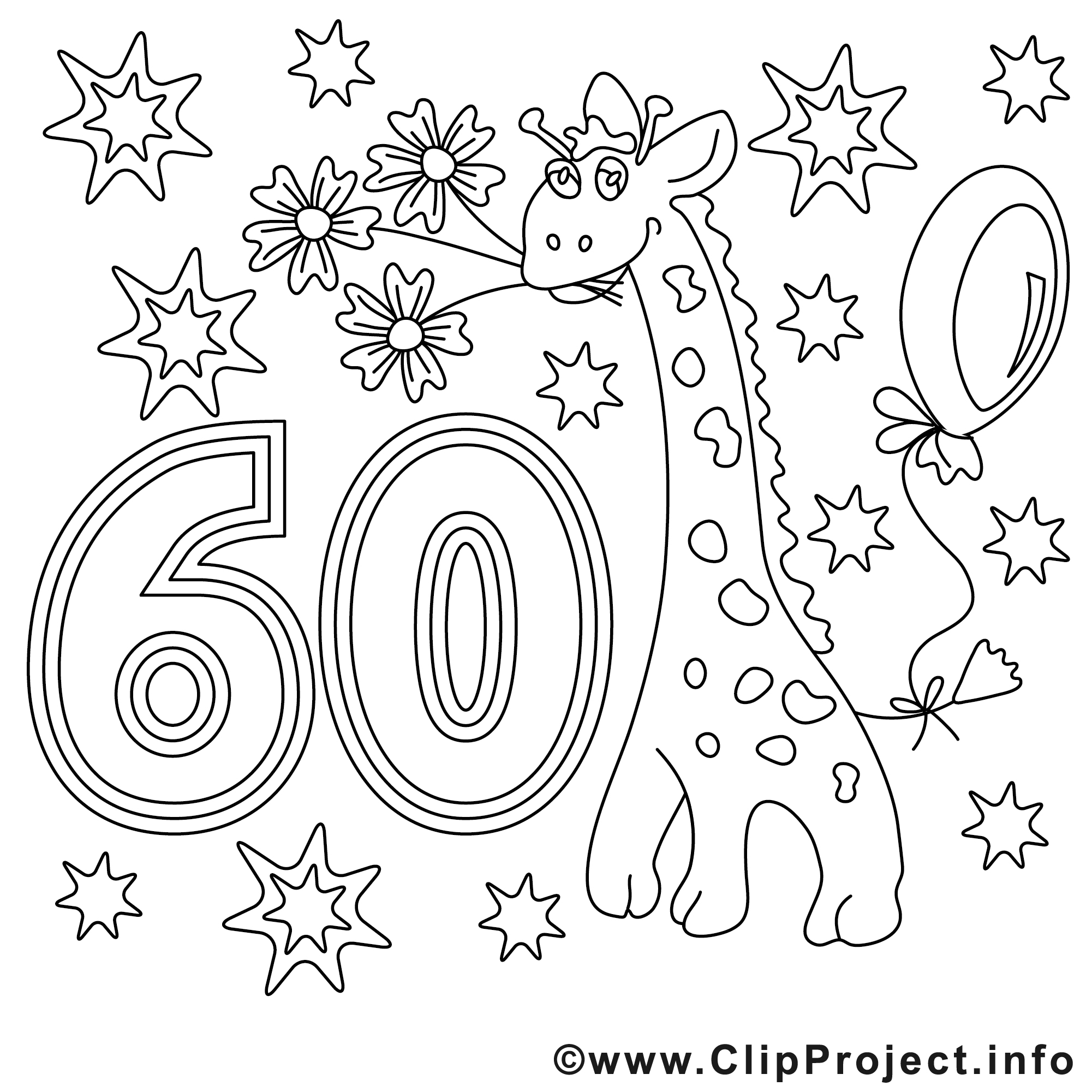 60 ans clipart gratuit – Anniversaire à colorier - Anniversaire