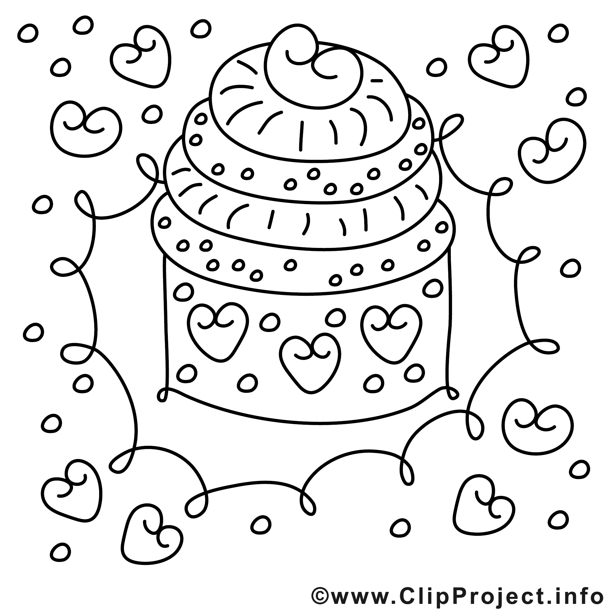 Coloriage gâteau anniversaire illustration à télécharger  Anniversaire