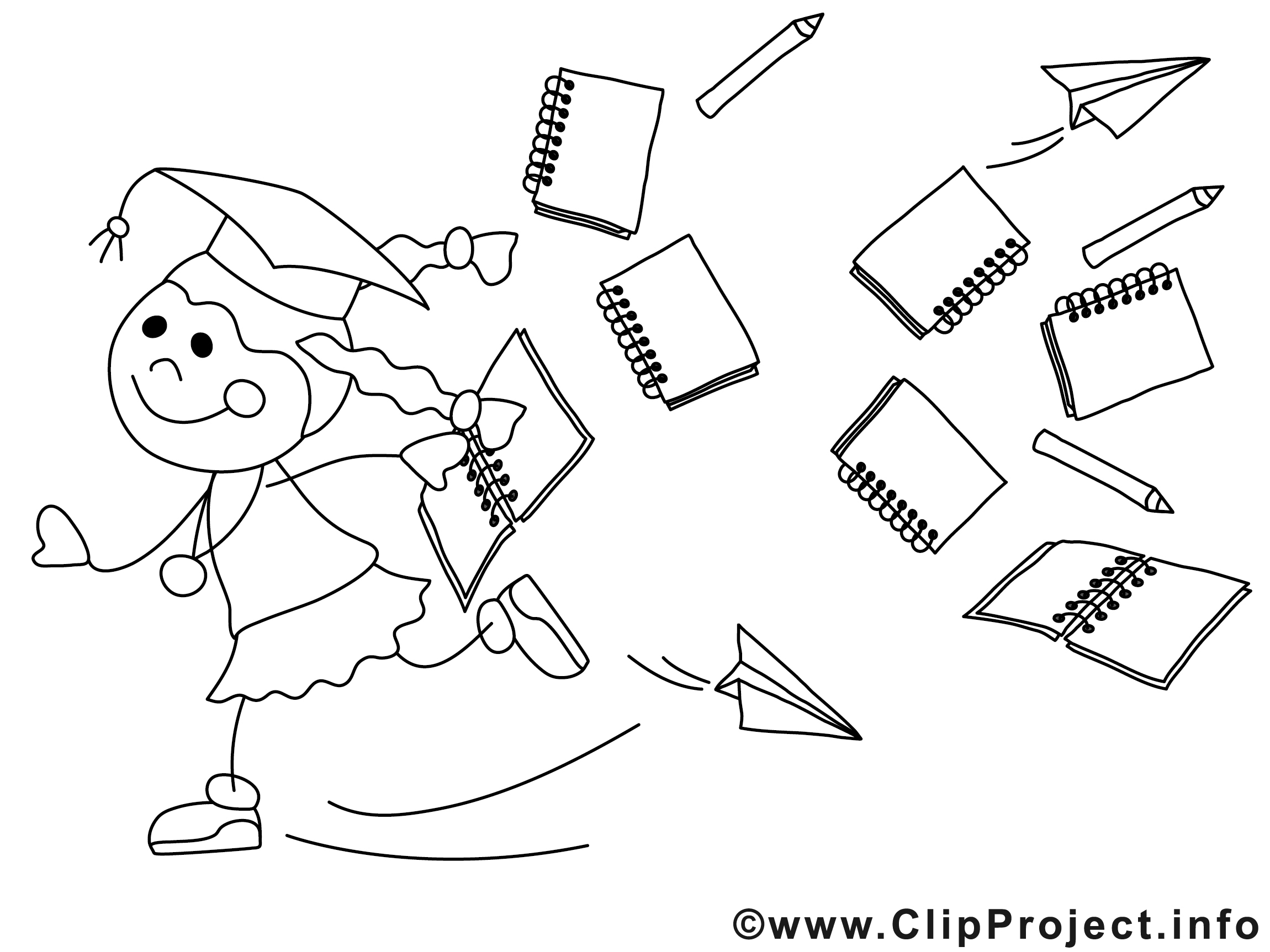 Fille clip arts École à imprimer Diplômés coloriages