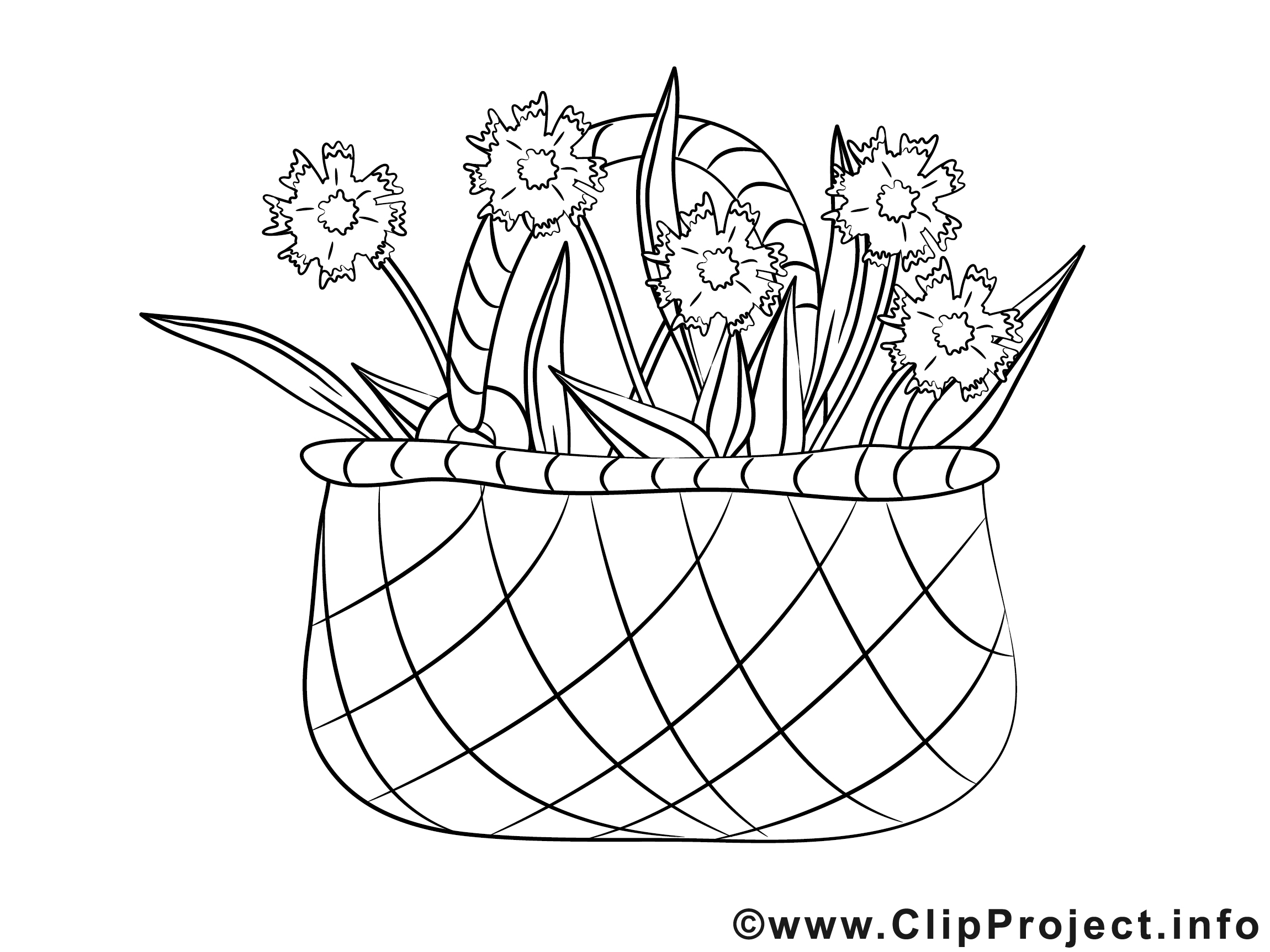 Panier fleurs coloriage clip art gratuit - Divers Pages à colorier