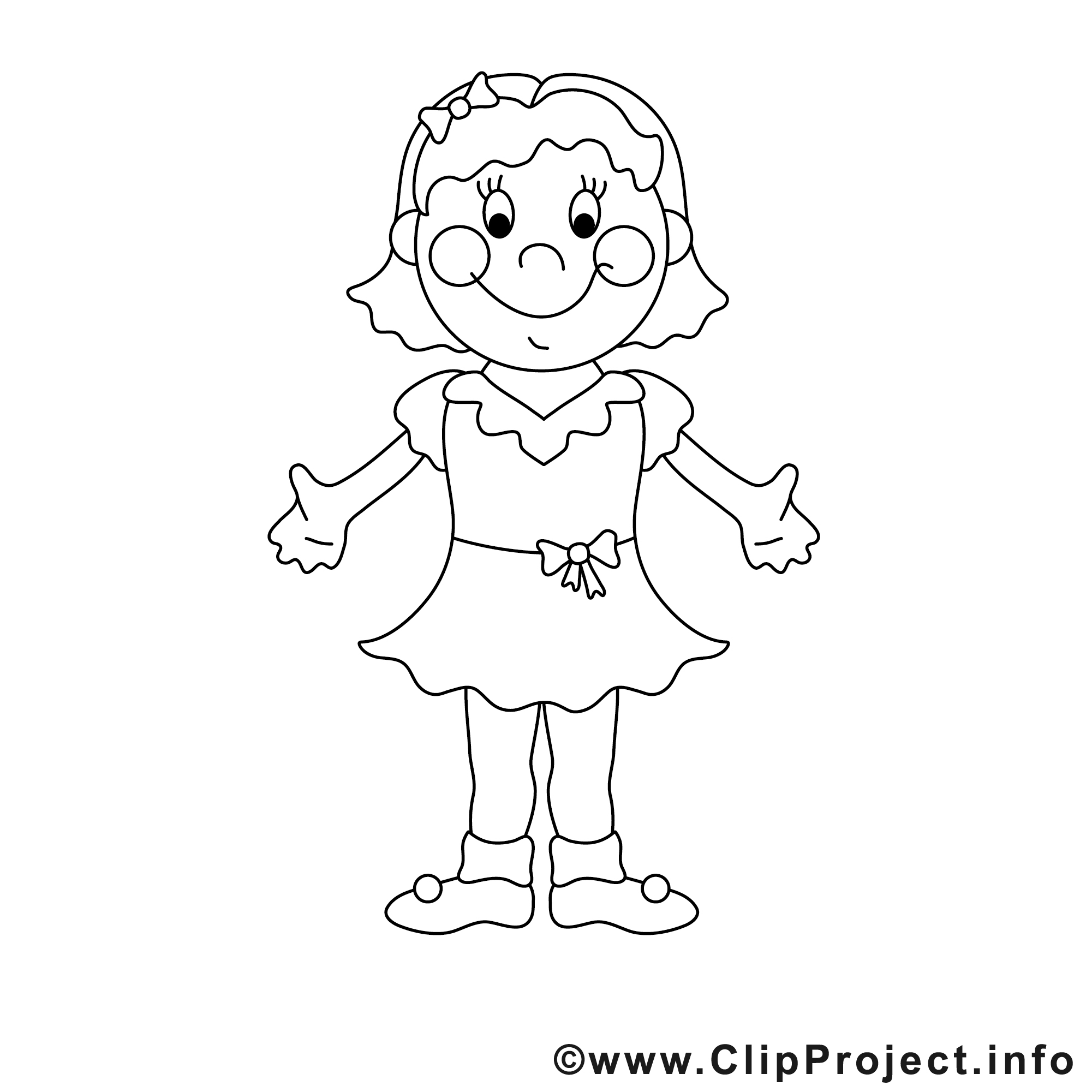 Fille clipart – Enfants dessins à colorier  Enfants coloriages dessin