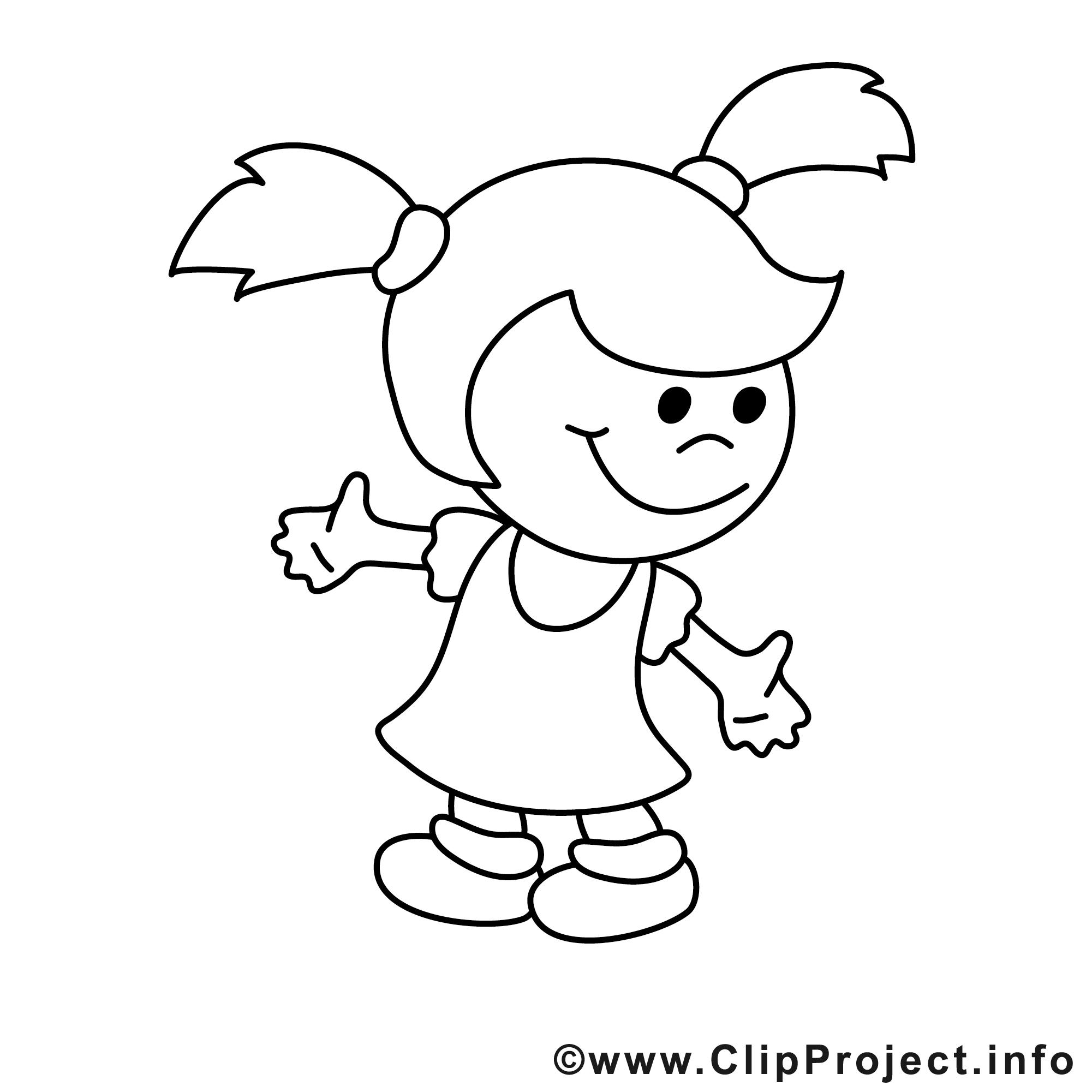 Petite fille image – Coloriage enfants illustration  Enfants