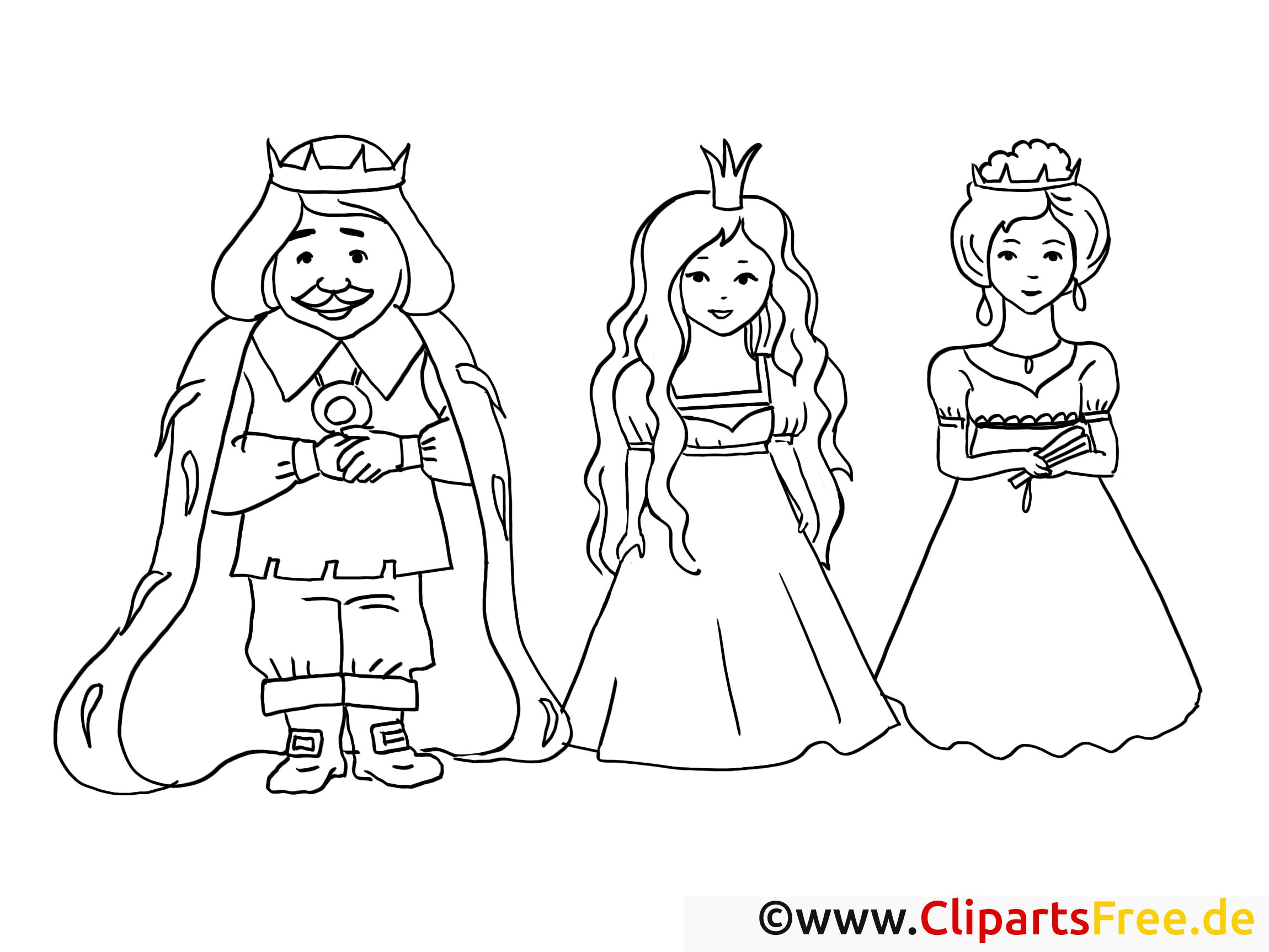 Roi reine image – Conte images à colorier - Fable coloriages dessin
