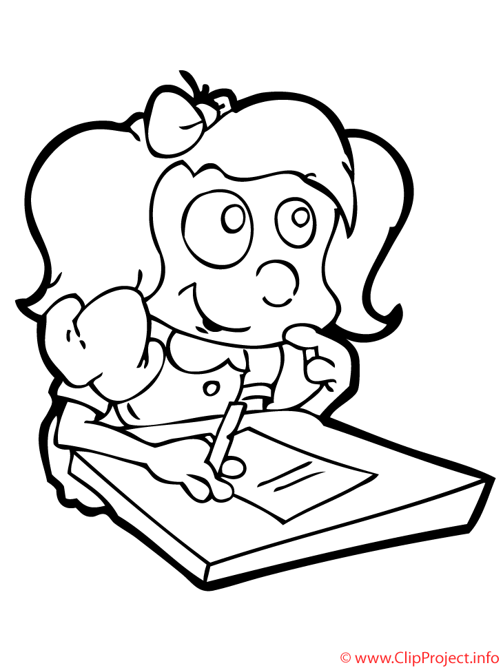 Coloriage fille élève image à télécharger - Fille coloriages dessin