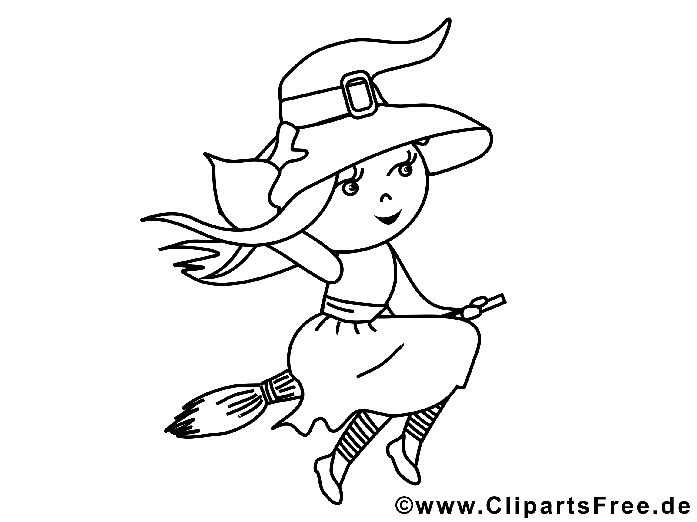 Sorcière clipart gratuit – Halloween à colorier  Halloween coloriages