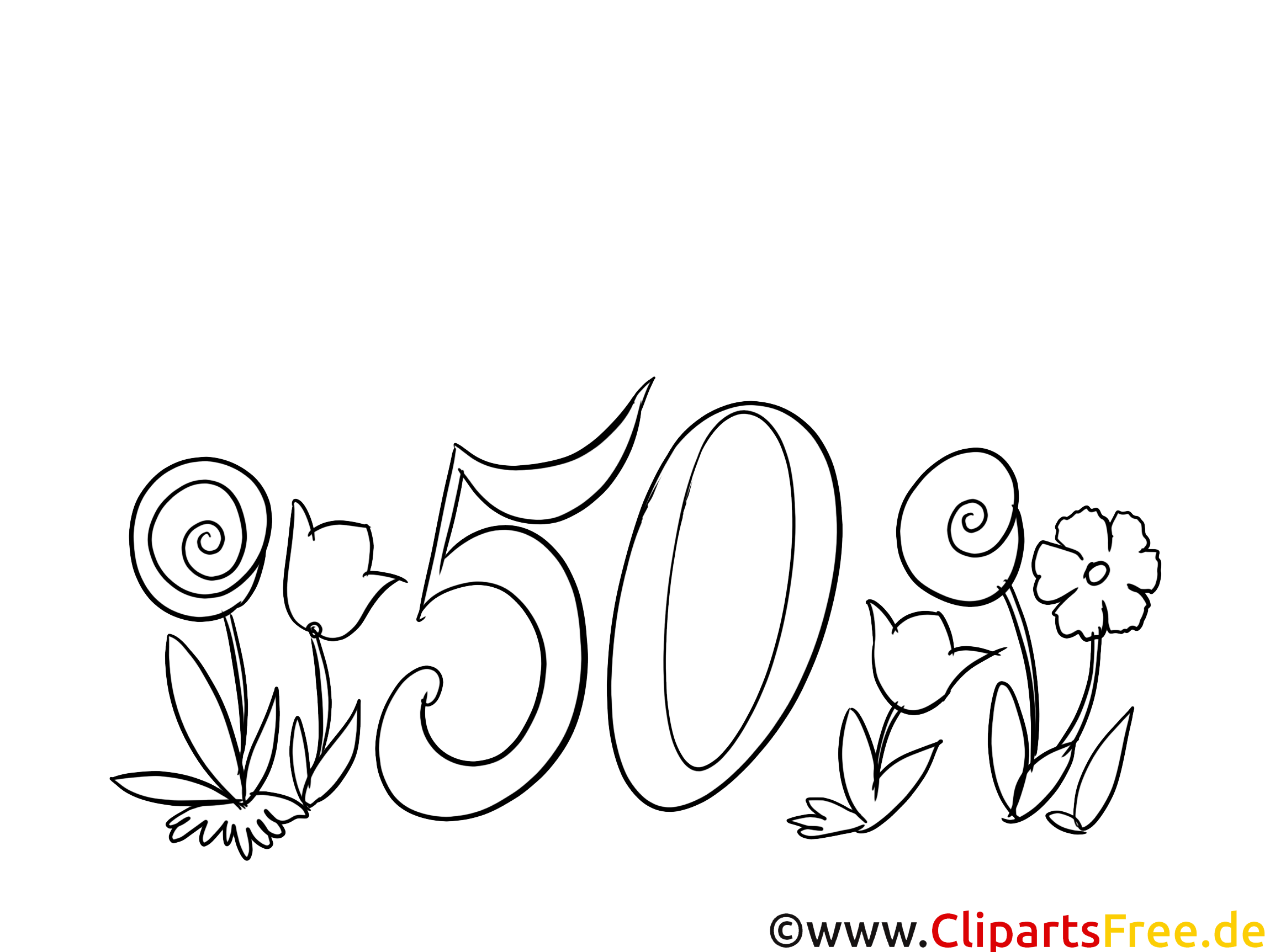 50 ans clip arts – Invitations à imprimer - Invitations coloriages